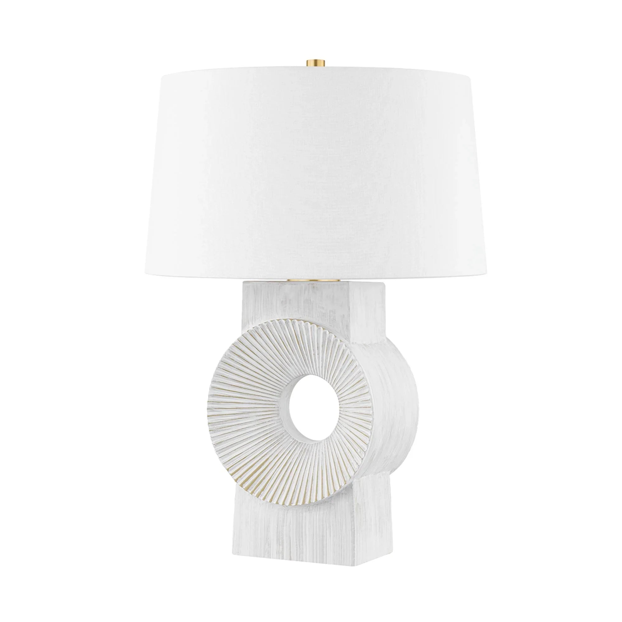 Milner 26" Table Lamp, Aged Brass/Whitewash Ceramic Finish