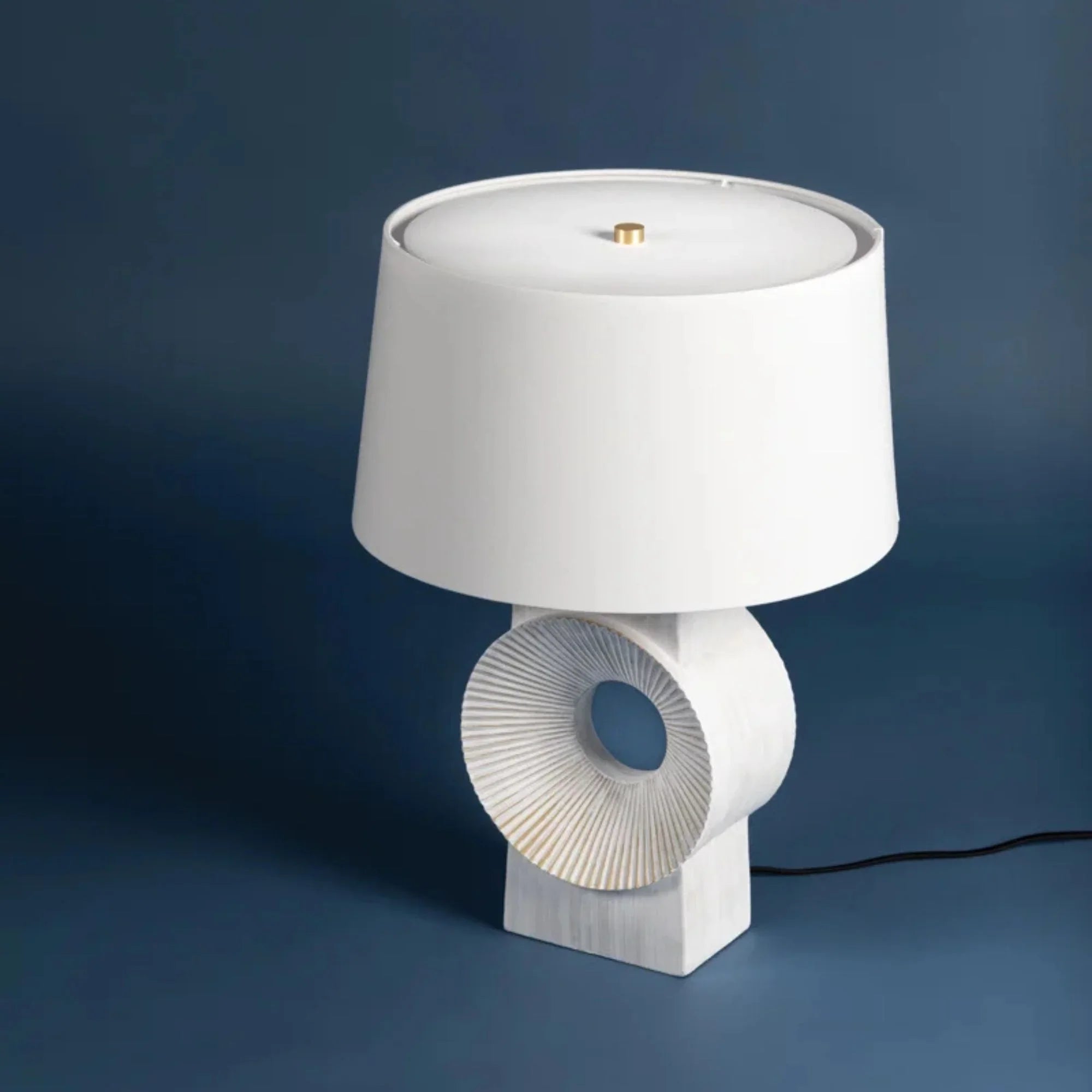 Milner 26" Table Lamp, Aged Brass/Whitewash Ceramic Finish