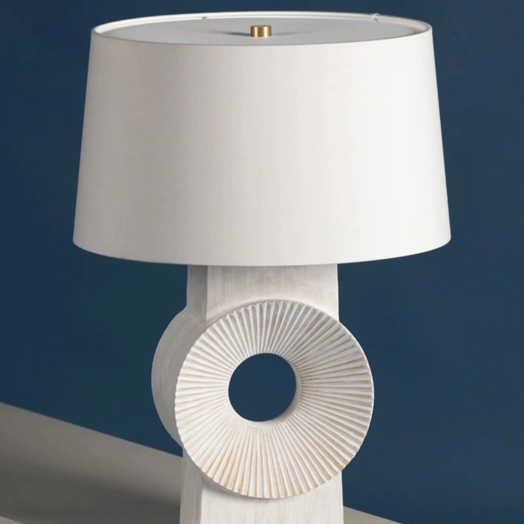 Milner 26" Table Lamp, Aged Brass/Whitewash Ceramic Finish