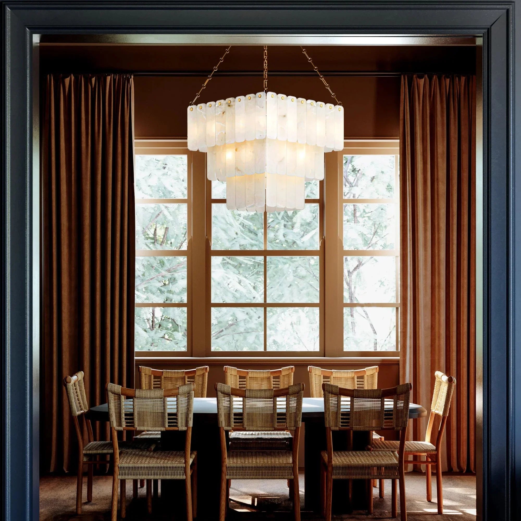 Moissanite 26" 33-Light Chandelier, Aged Brass Finish