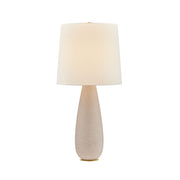 Hudson Valley Neelytown 34.25 in. Table Lamp, Aged Brass with Textured Edgecomb Ceramic & White Linen Shade