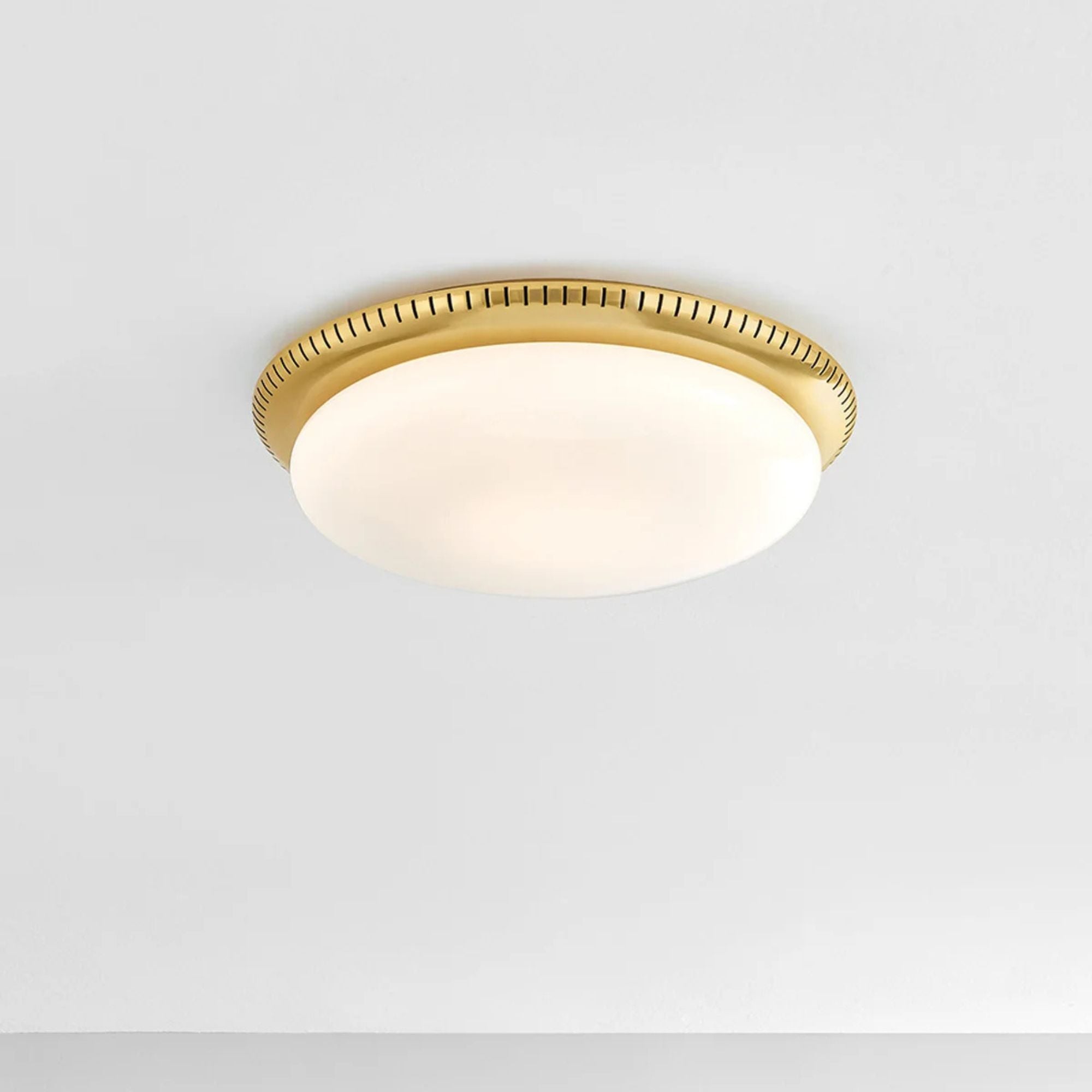 North Castle 14" LED Flush Mount, Aged Brass Finish