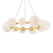 Hudson Valley Pacama 40.25 in. 11-Light Chandelier, Aged Brass with Seeded Cloud Glass