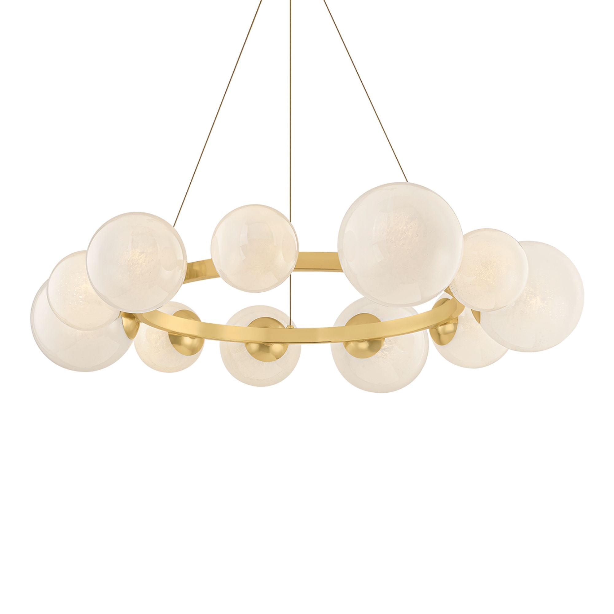 Hudson Valley Pacama 40.25 in. 11-Light Chandelier, Aged Brass with Seeded Cloud Glass