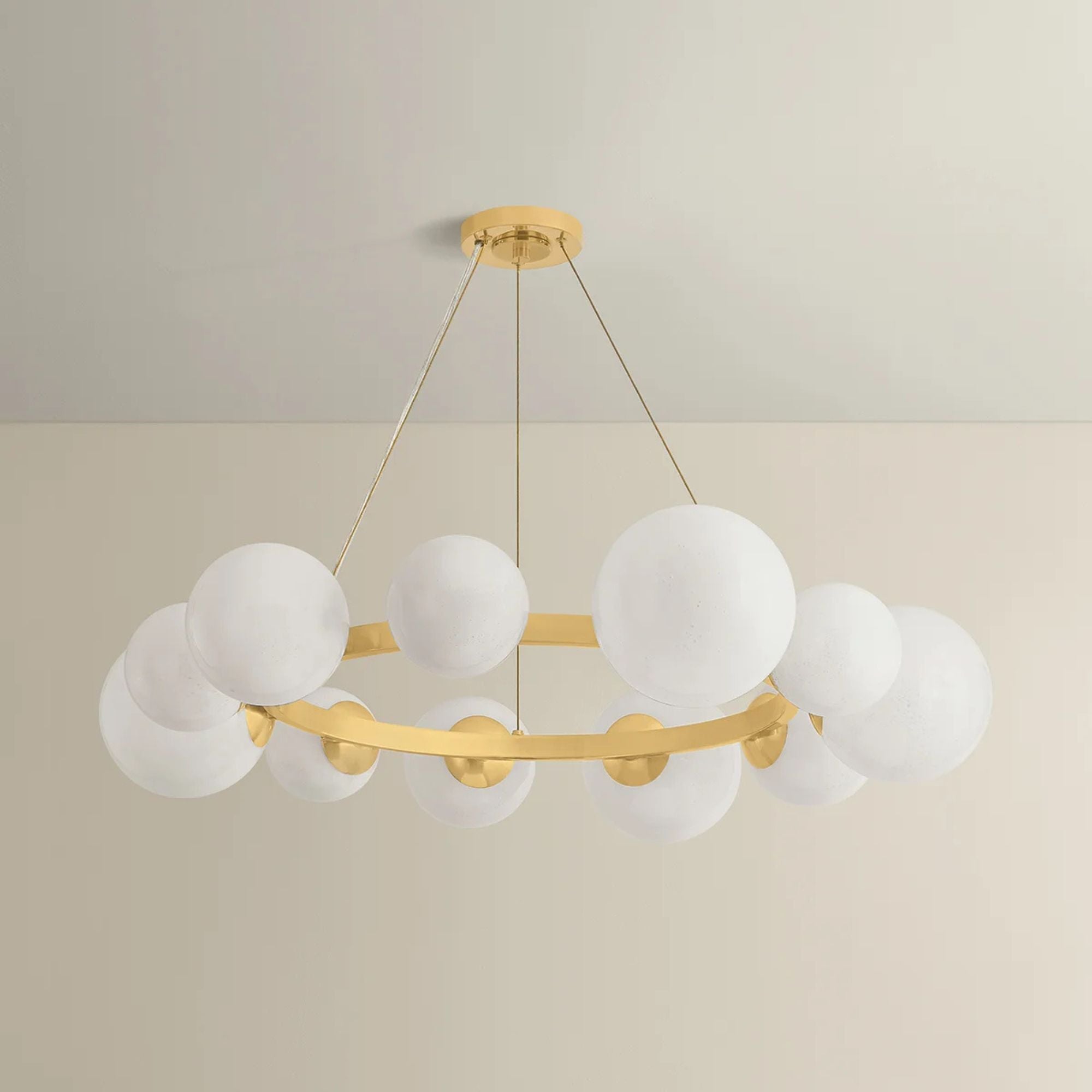 Hudson Valley Pacama 40.25 in. 11-Light Chandelier, Aged Brass with Seeded Cloud Glass