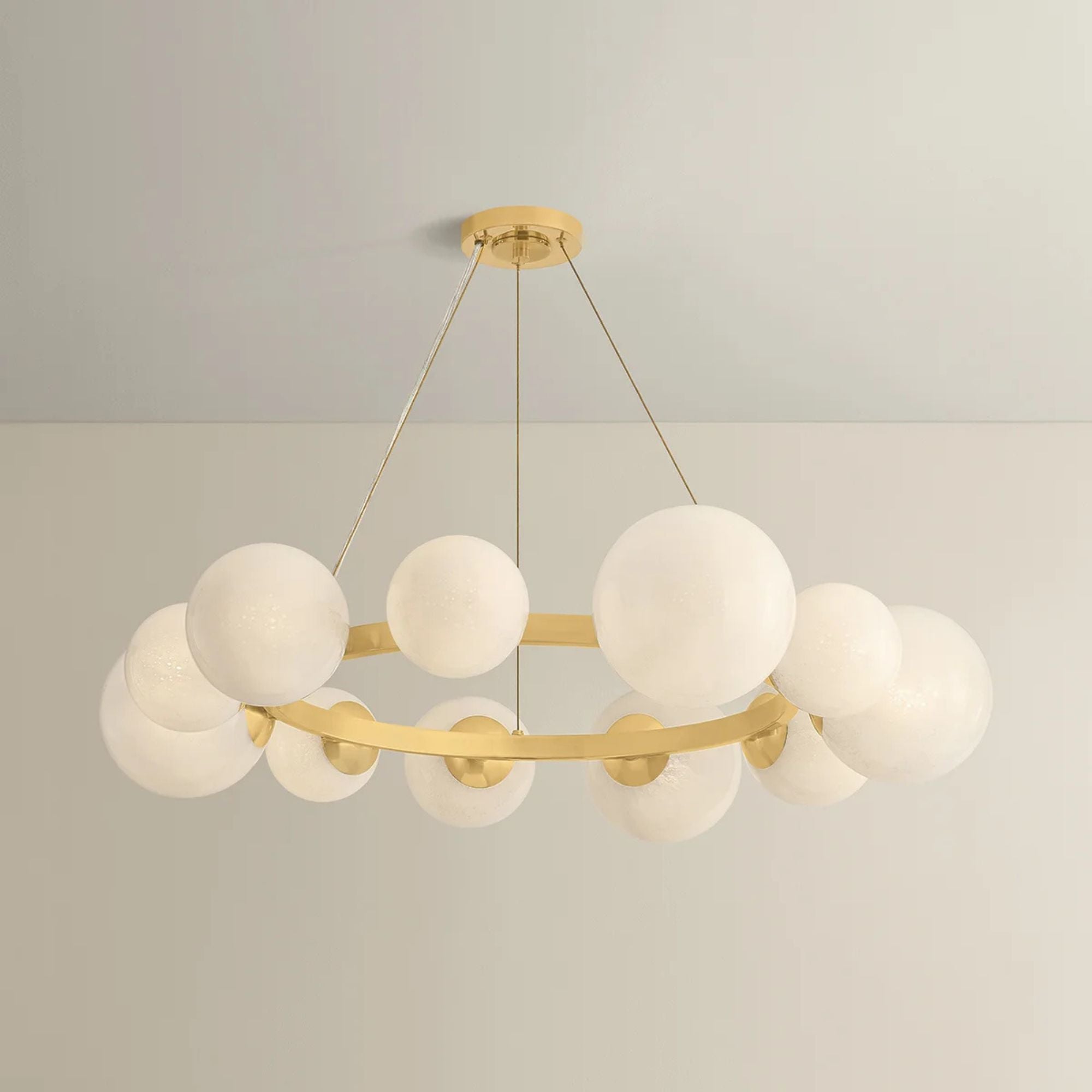 Hudson Valley Pacama 40.25 in. 11-Light Chandelier, Aged Brass with Seeded Cloud Glass