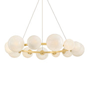 Hudson Valley Pacama Chandelier, Aged Brass with Seeded Cloud Glass