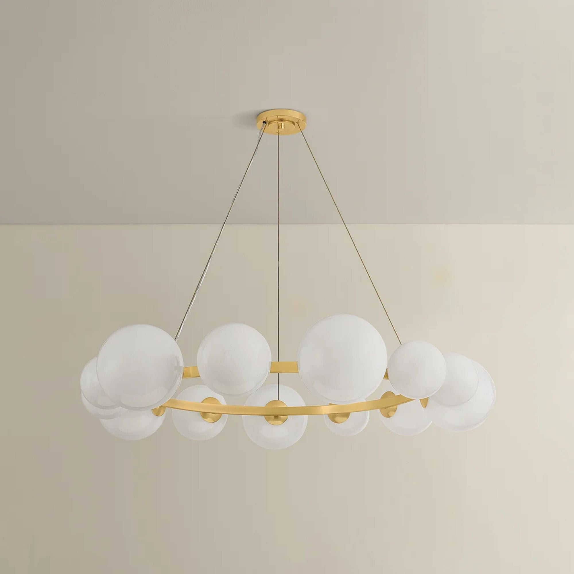 Hudson Valley Pacama 55 in. 13-Light Chandelier, Aged Brass with Seeded Cloud Glass