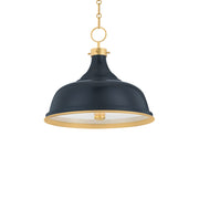 Painted No.1 18" 3-Light Pendant, Aged Brass/Darkest Blue Finish