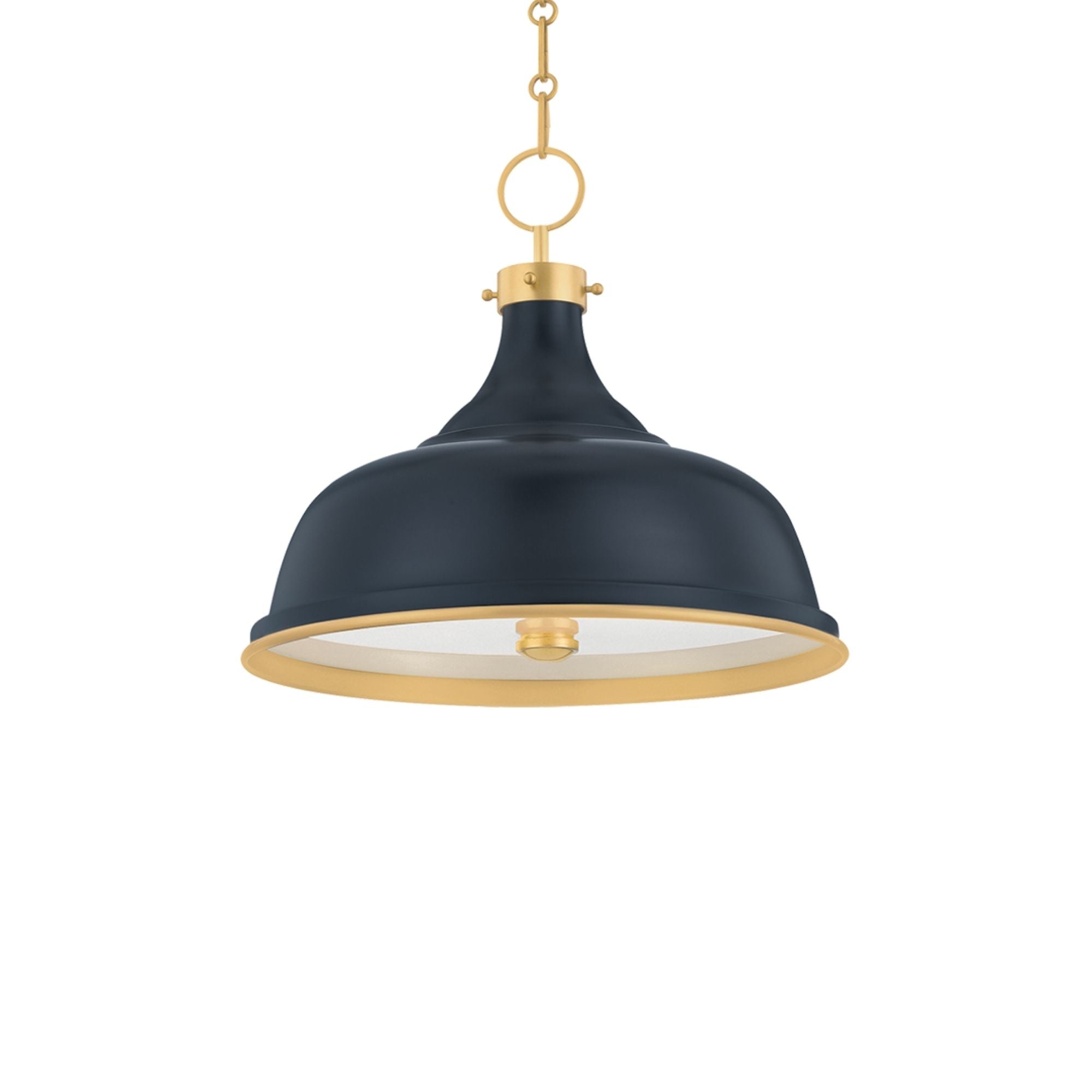 Painted No.1 18" 3-Light Pendant, Aged Brass/Darkest Blue Finish