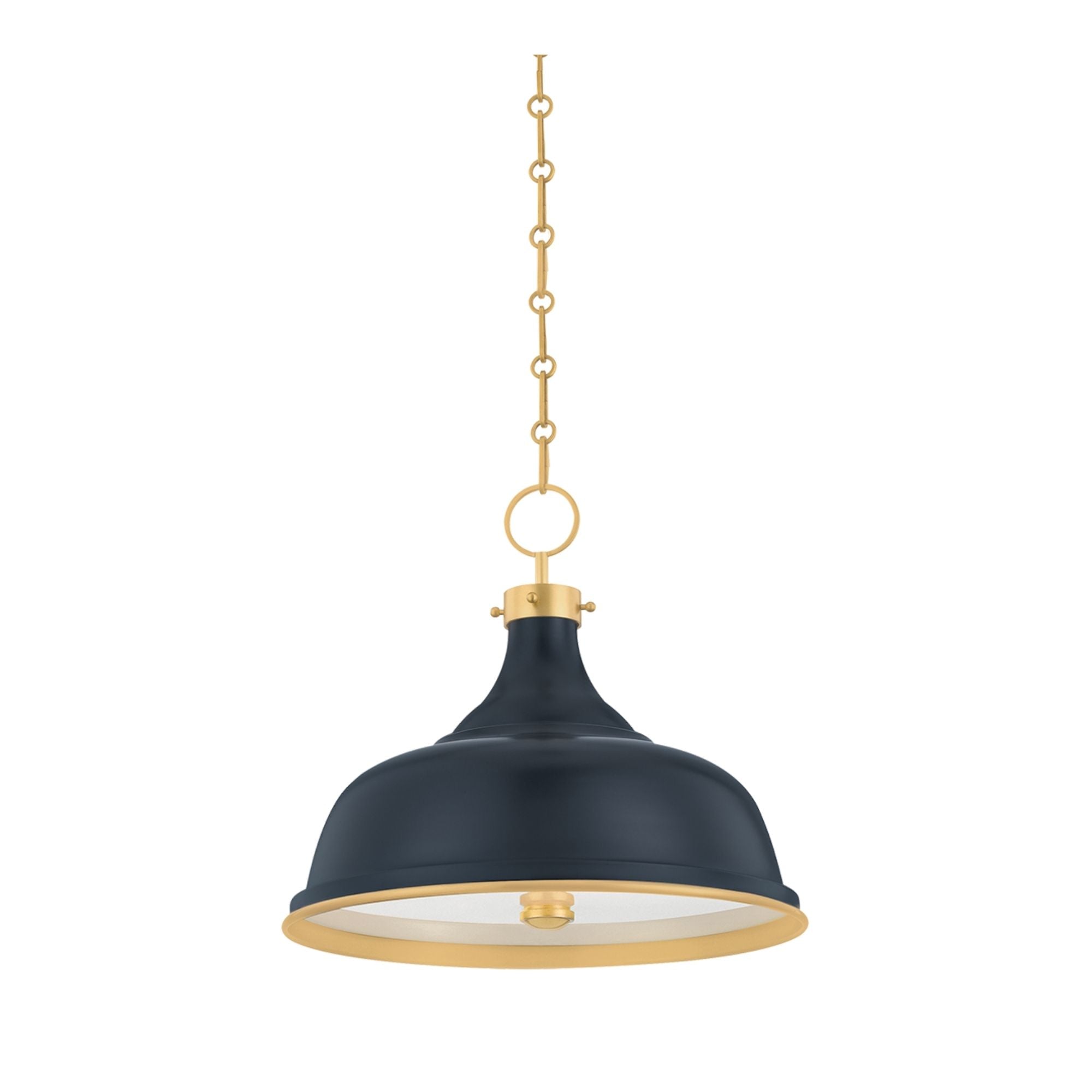 Painted No.1 18" 3-Light Pendant, Aged Brass/Darkest Blue Finish
