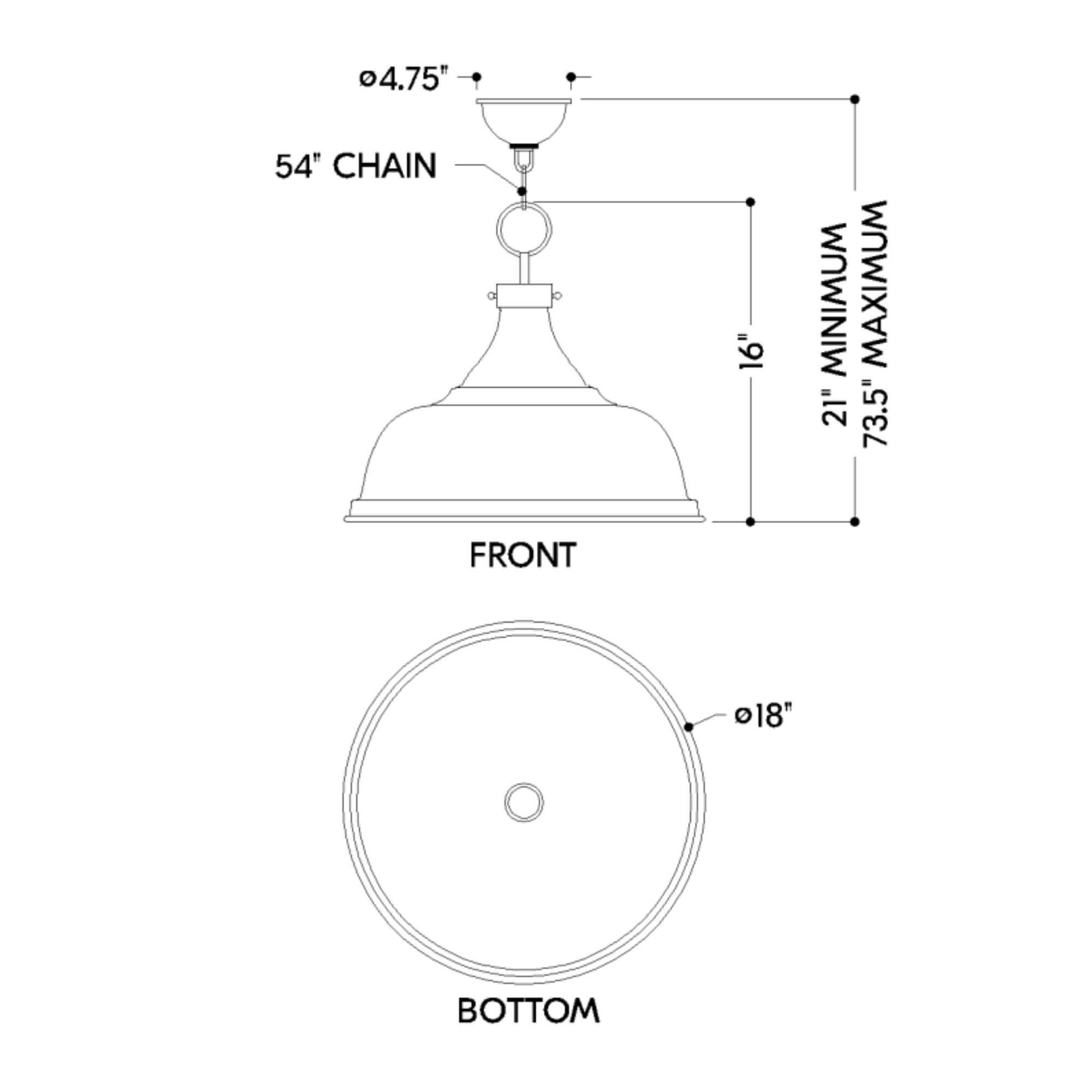 Painted No.1 18" 3-Light Pendant, Aged Brass/Off White Finish