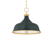 Painted No. 1 18" 3-Light Pendant, Aged Brass/Soft Studio Green Finish