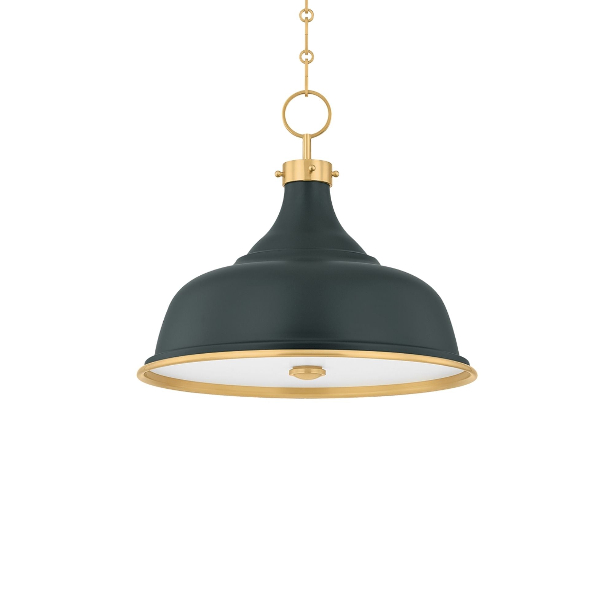 Painted No. 1 18" 3-Light Pendant, Aged Brass/Soft Studio Green Finish