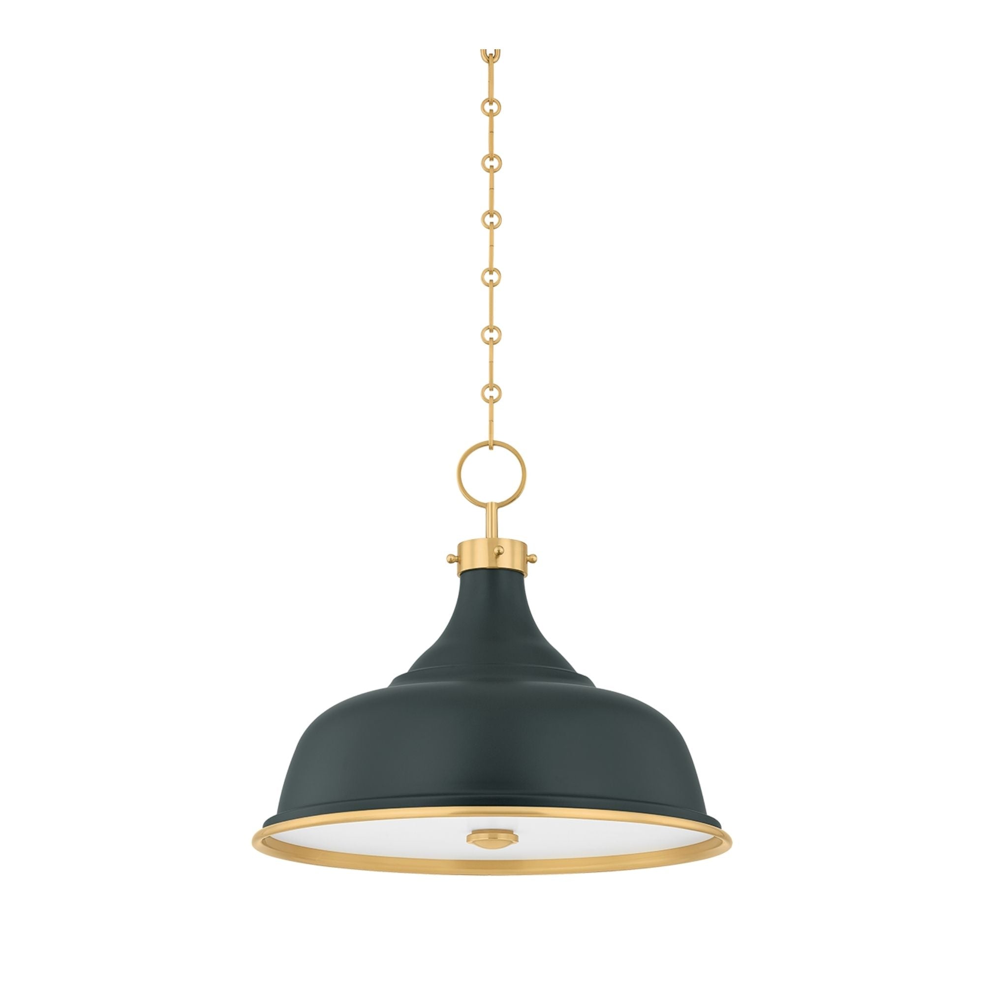 Painted No. 1 18" 3-Light Pendant, Aged Brass/Soft Studio Green Finish