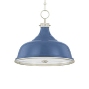 Painted No. 1 18" 3-Light Pendant, Polished Nickel/Soft French Blue Finish