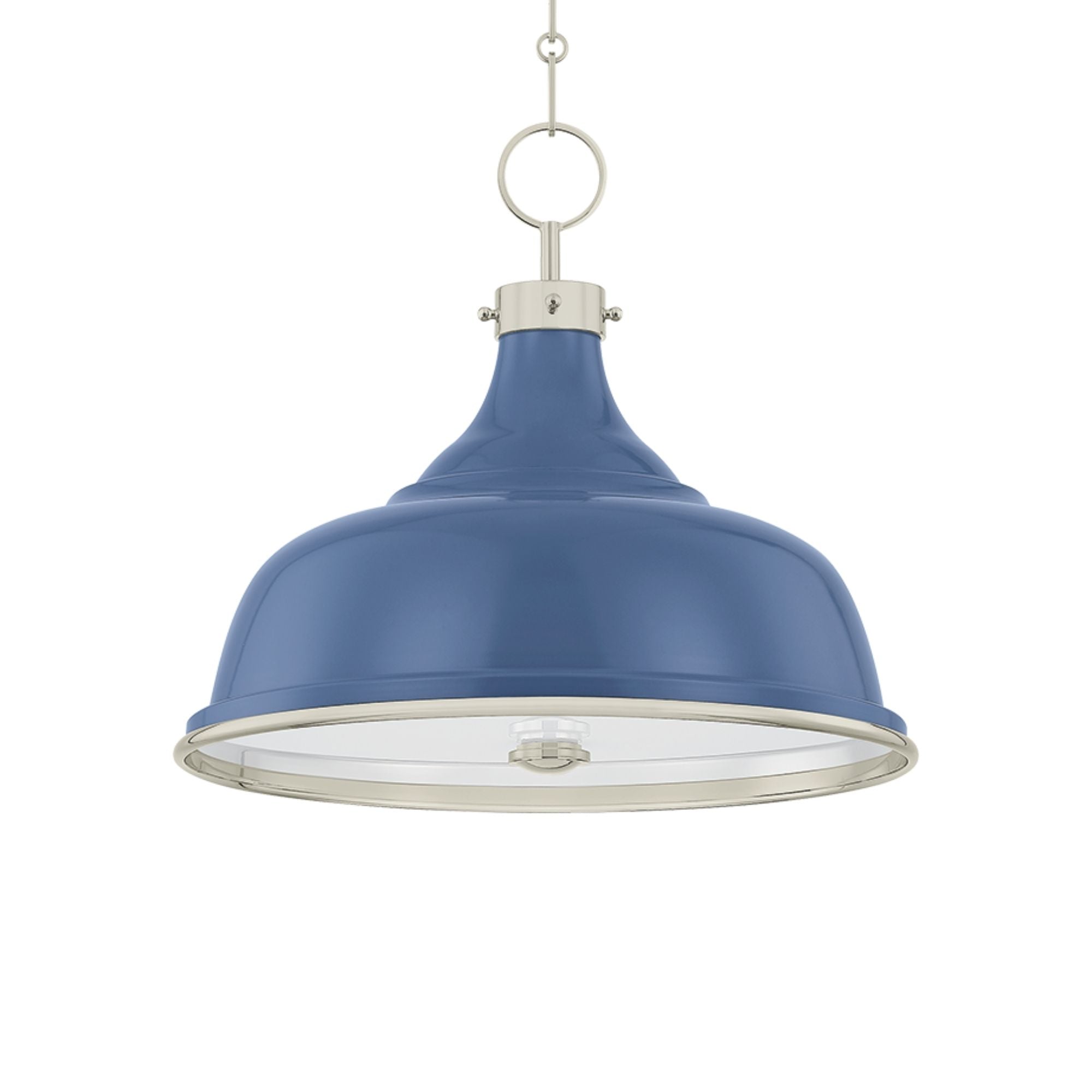 Painted No. 1 18" 3-Light Pendant, Polished Nickel/Soft French Blue Finish
