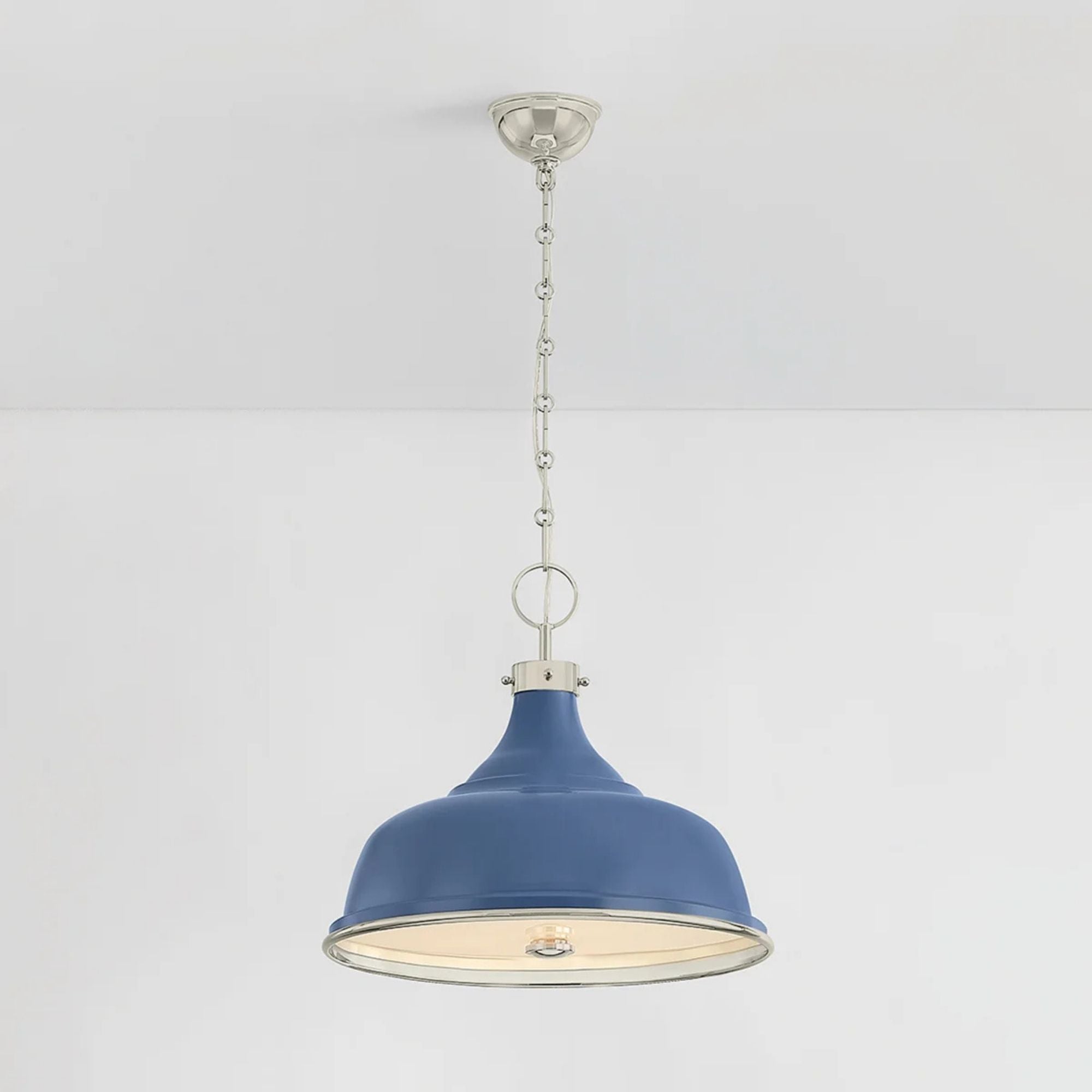 Painted No. 1 18" 3-Light Pendant, Polished Nickel/Soft French Blue Finish