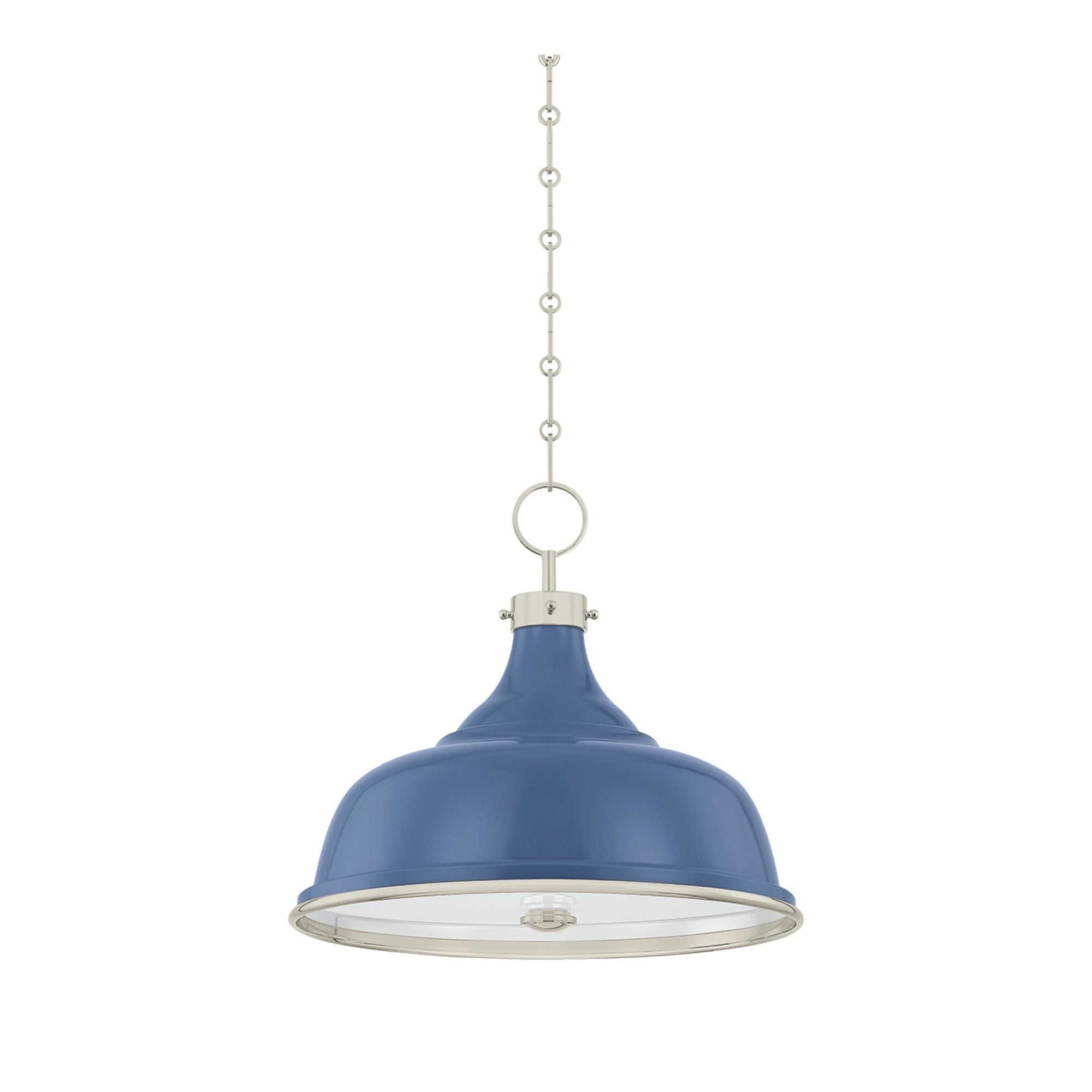 Painted No. 1 18" 3-Light Pendant, Polished Nickel/Soft French Blue Finish