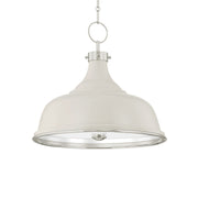 Painted No. 1 18" 3-Light Pendant, Polished Nickel/Off-White Finish