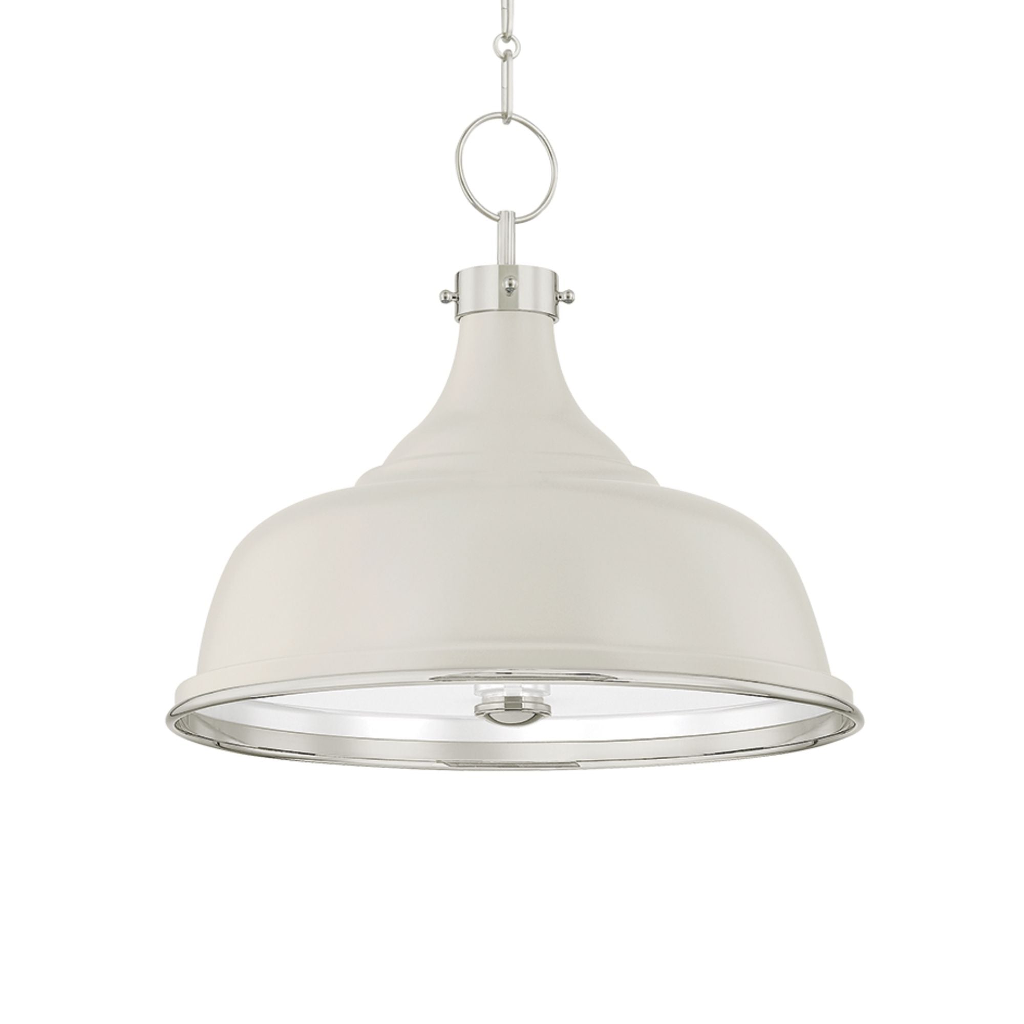 Painted No. 1 18" 3-Light Pendant, Polished Nickel/Off-White Finish
