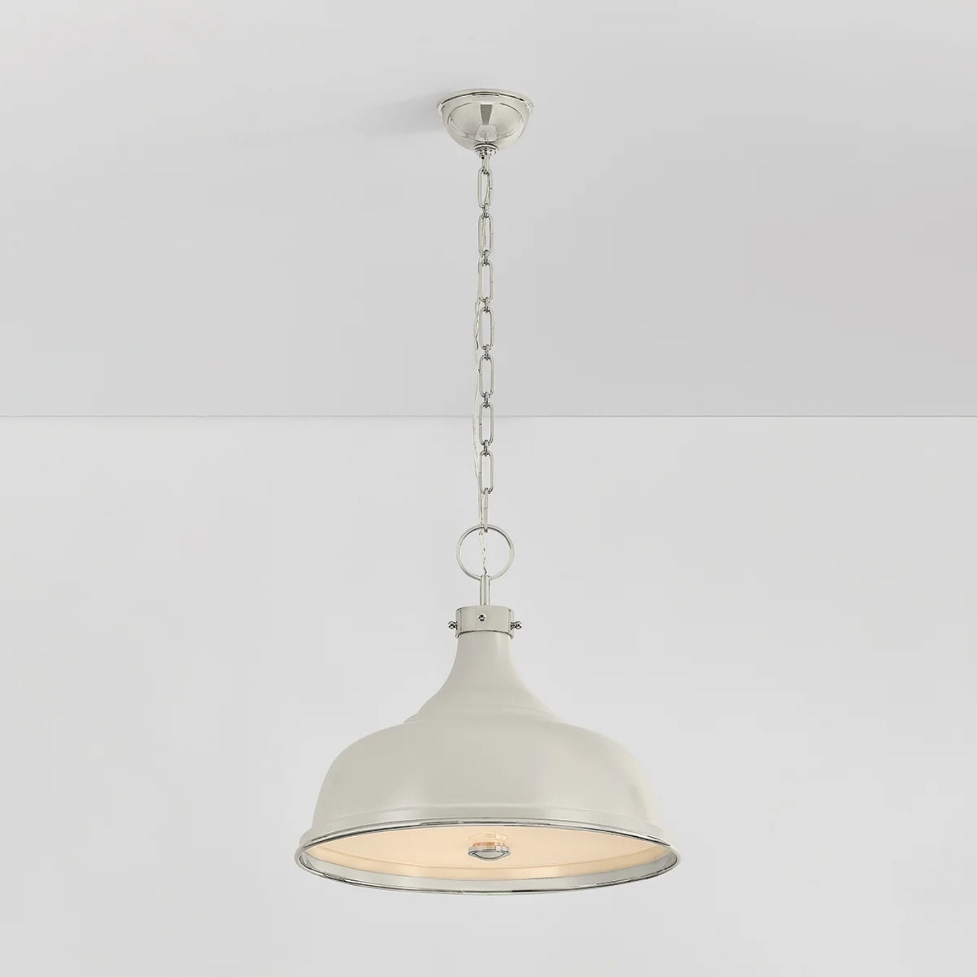 Painted No. 1 18" 3-Light Pendant, Polished Nickel/Off-White Finish