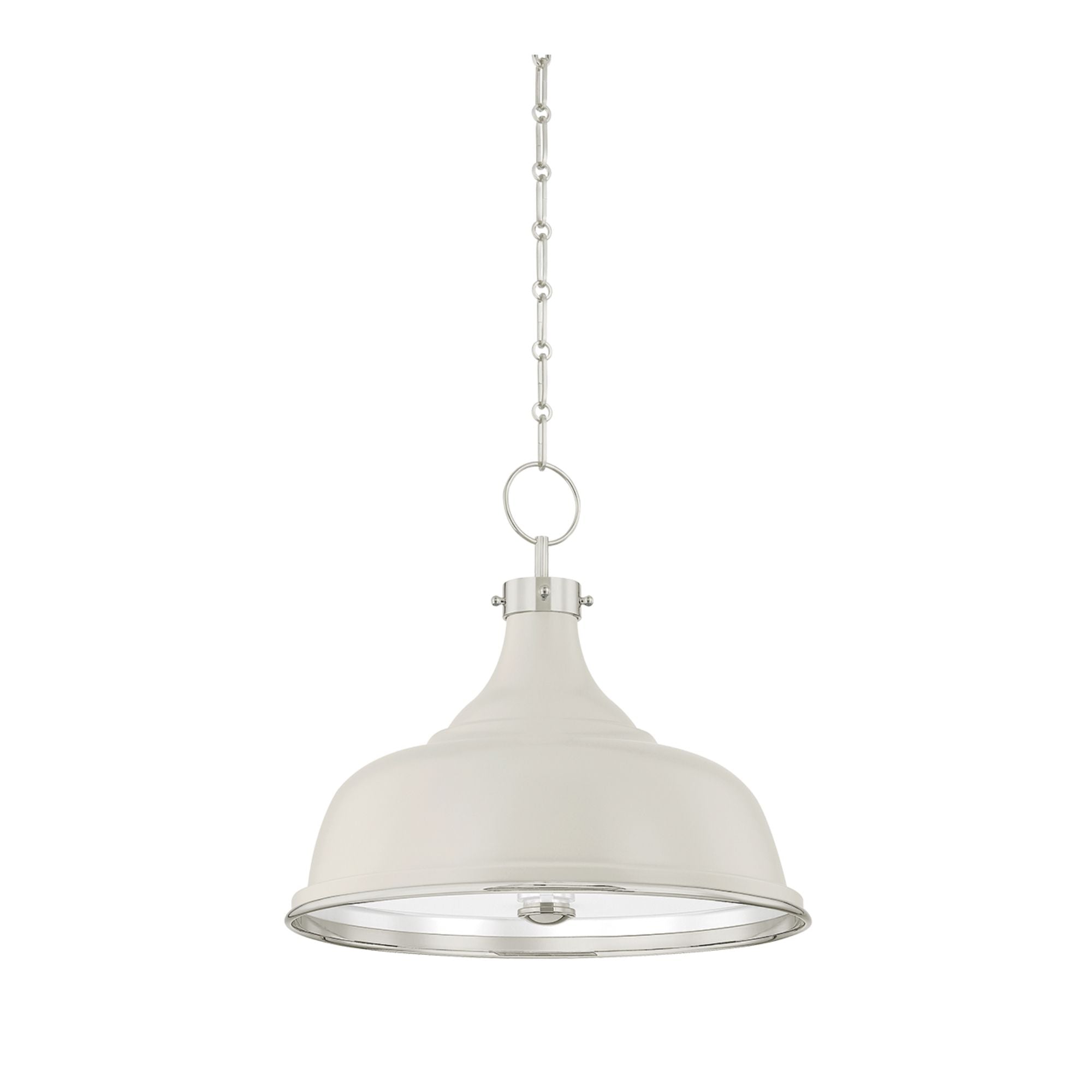 Painted No. 1 18" 3-Light Pendant, Polished Nickel/Off-White Finish