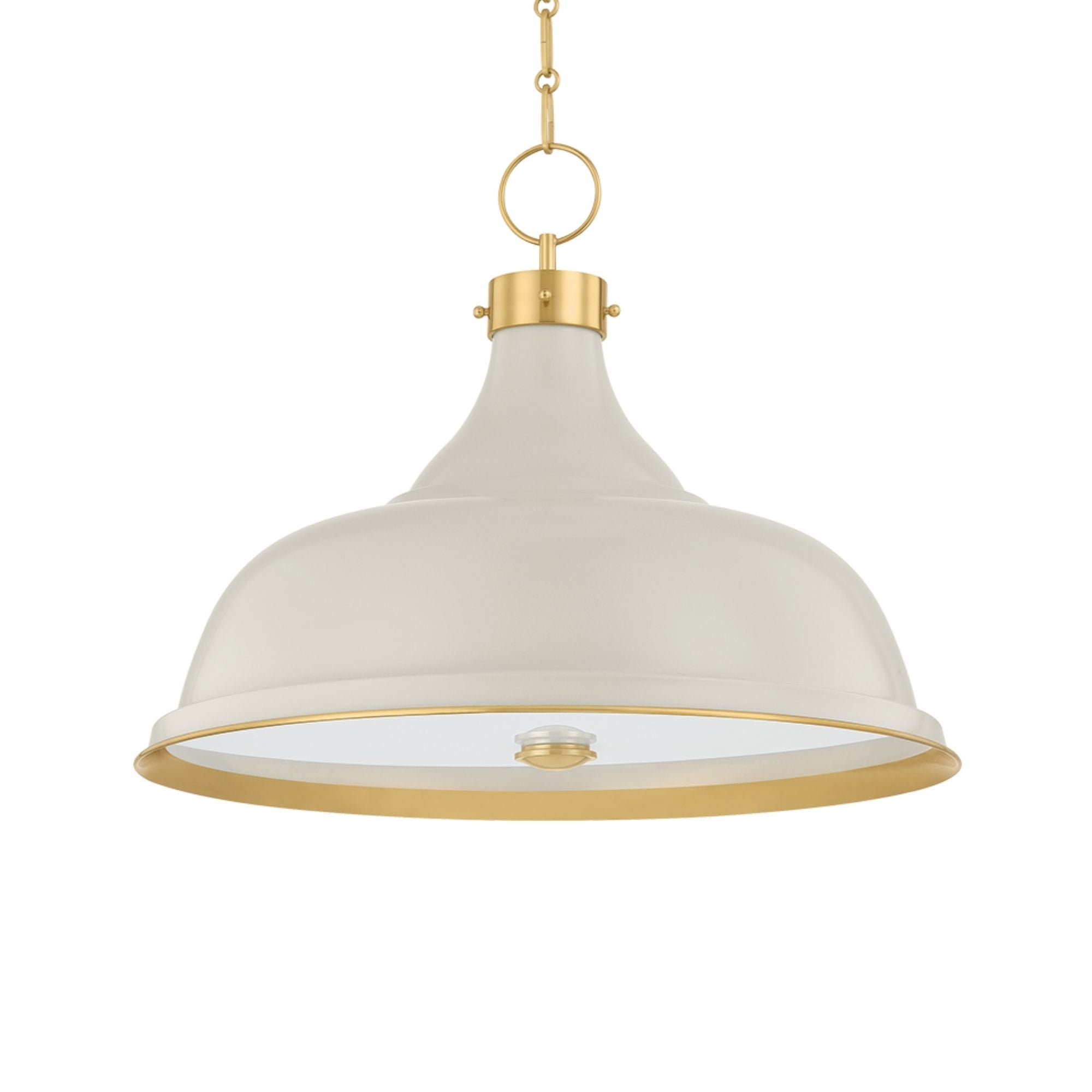 Painted No. 1 24" 4-Light Pendant, Aged Brass/Off-White Finish