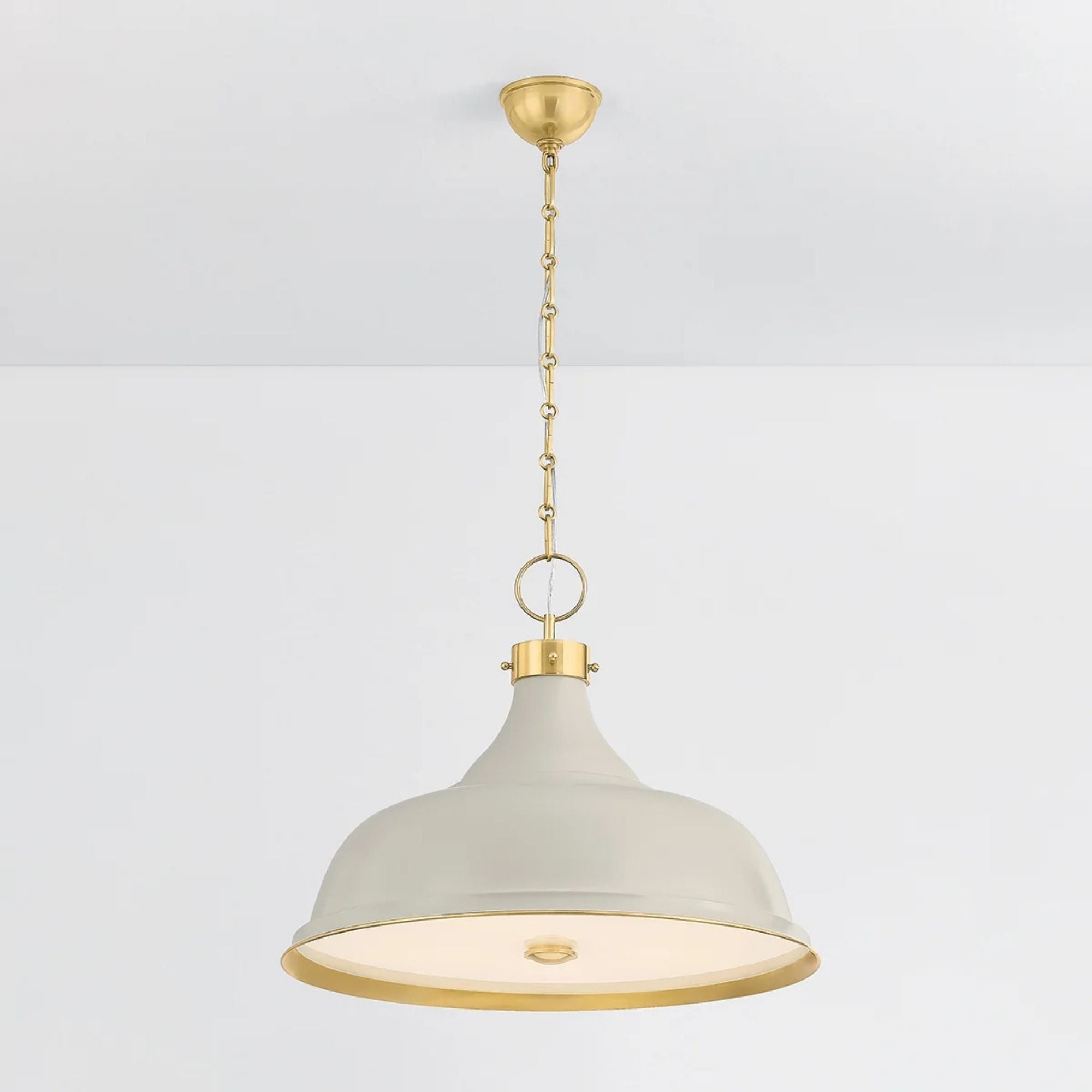 Painted No. 1 24" 4-Light Pendant, Aged Brass/Off-White Finish