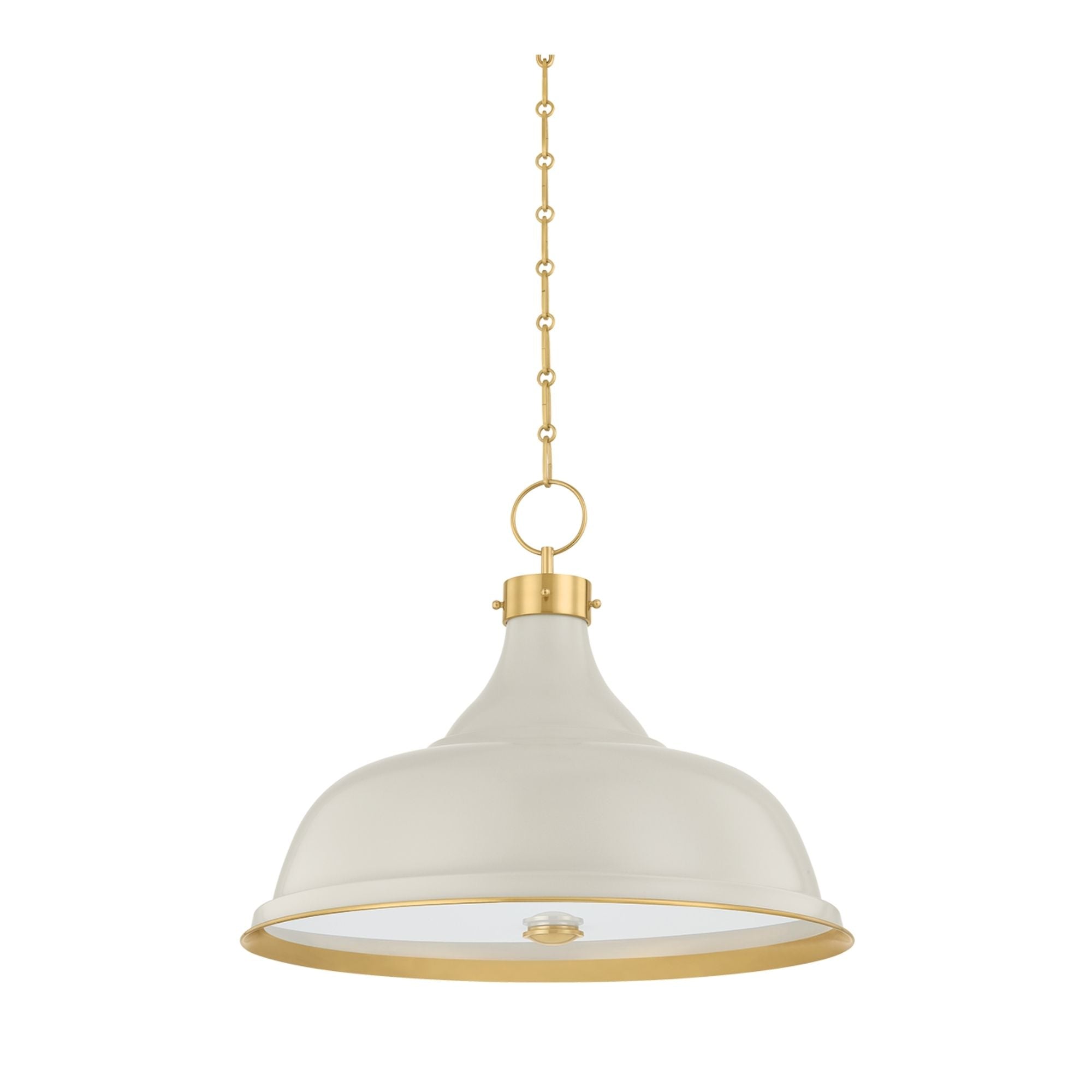 Painted No. 1 24" 4-Light Pendant, Aged Brass/Off-White Finish