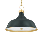 Painted No. 1 24" 4-Light Pendant, Aged Brass/Soft Studio Green Finish