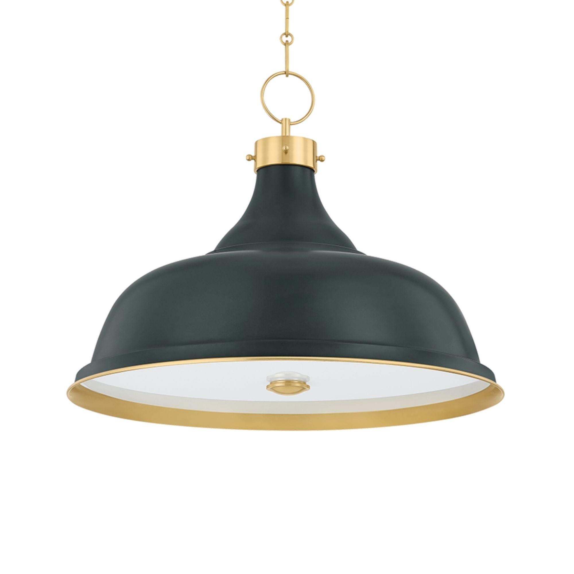 Painted No. 1 24" 4-Light Pendant, Aged Brass/Soft Studio Green Finish