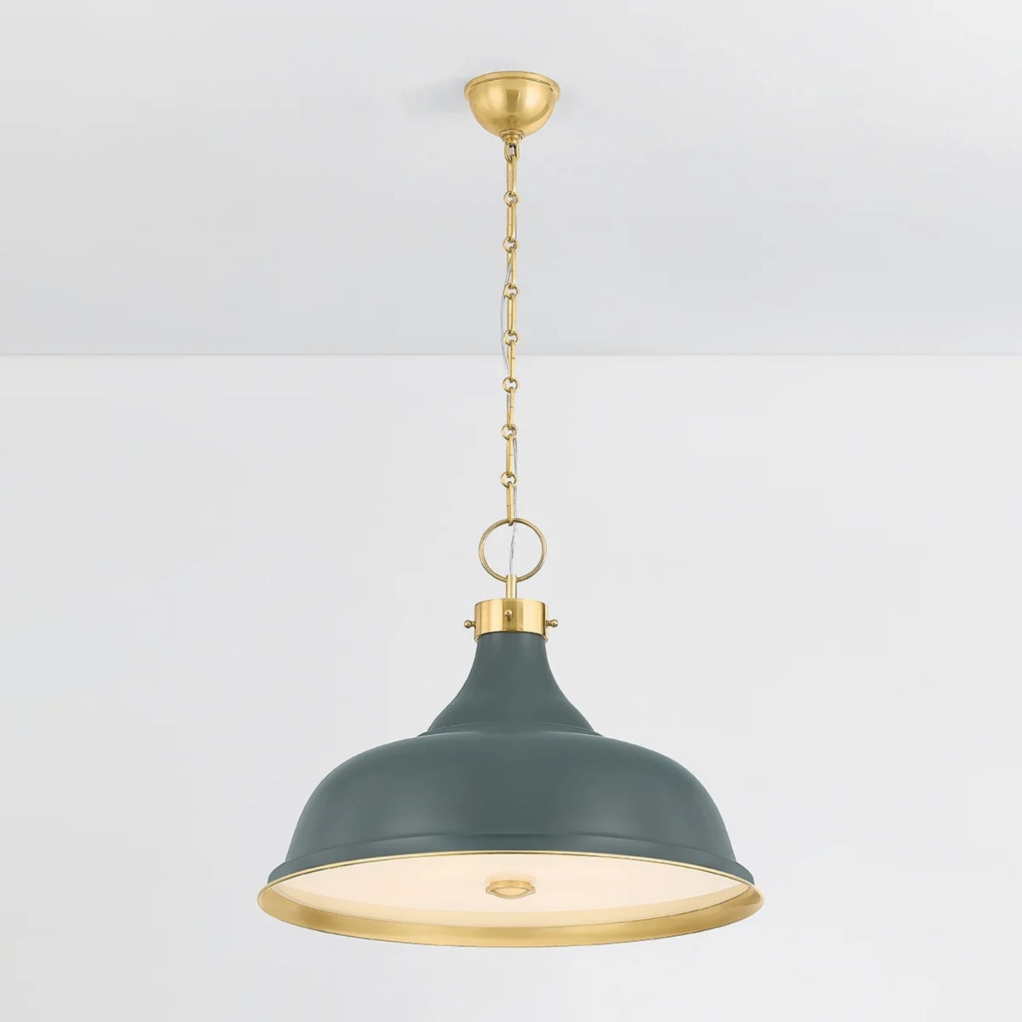 Painted No. 1 24" 4-Light Pendant, Aged Brass/Soft Studio Green Finish