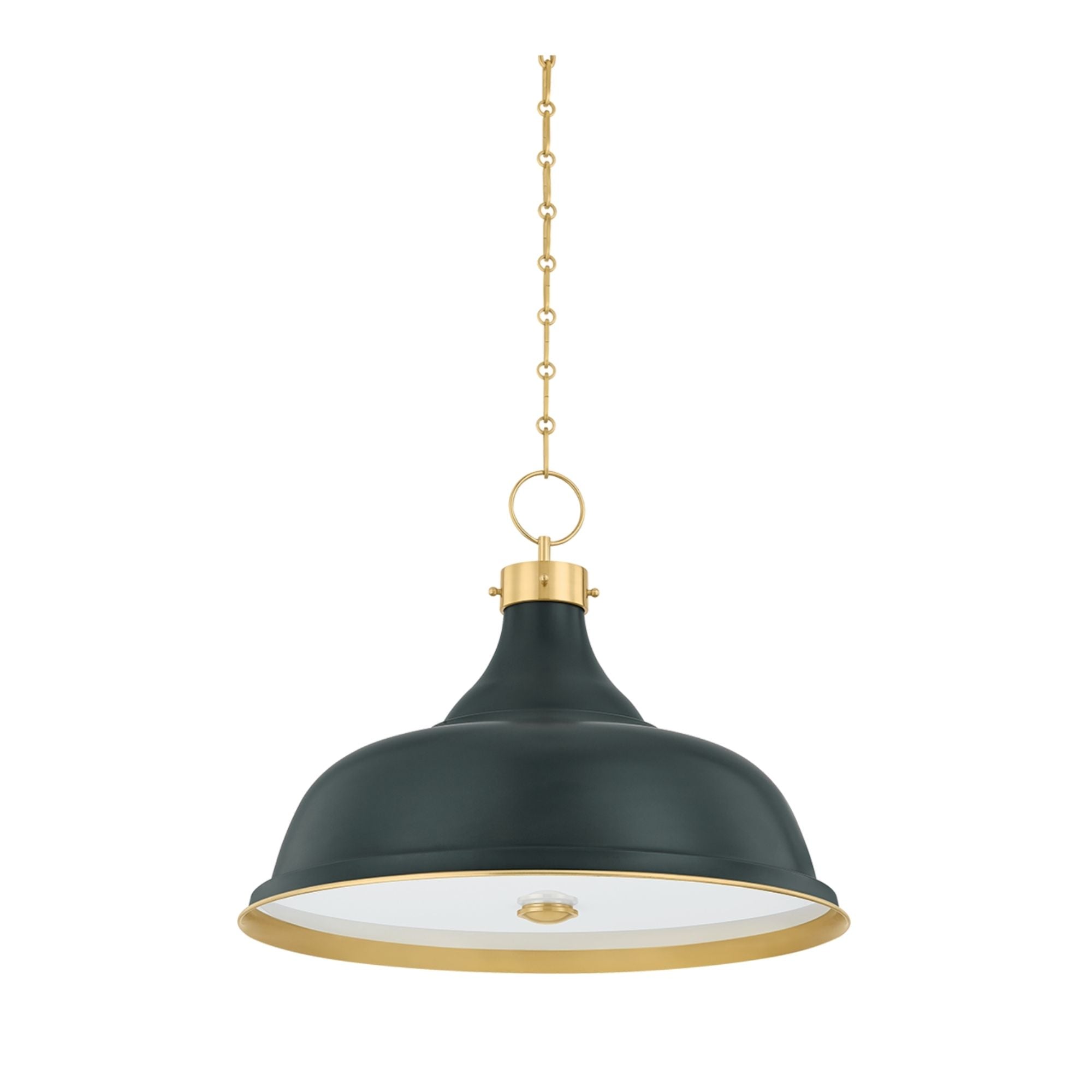 Painted No. 1 24" 4-Light Pendant, Aged Brass/Soft Studio Green Finish