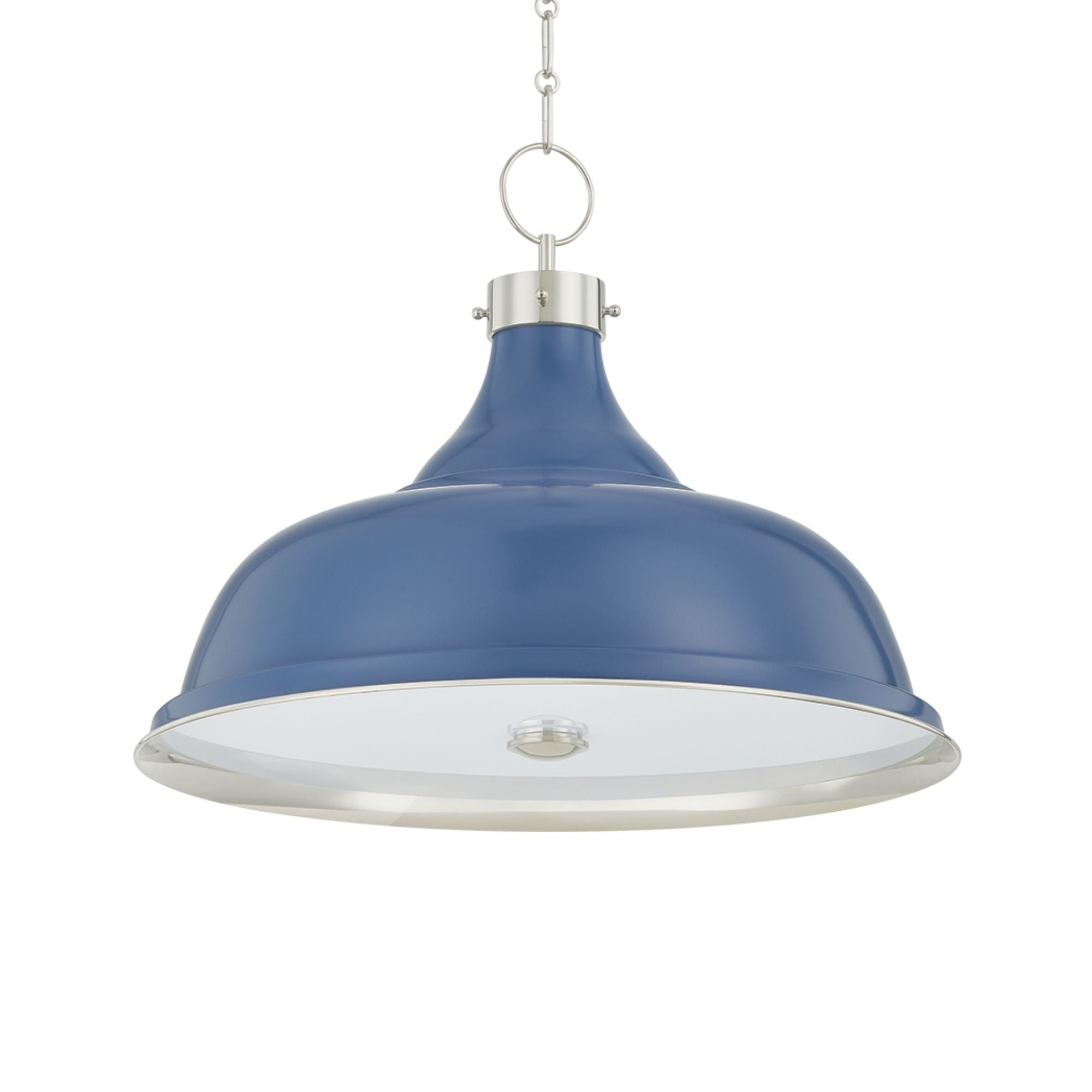 Painted No. 1 24" 4-Light Pendant, Polished Nickel/Soft French Blue Finish