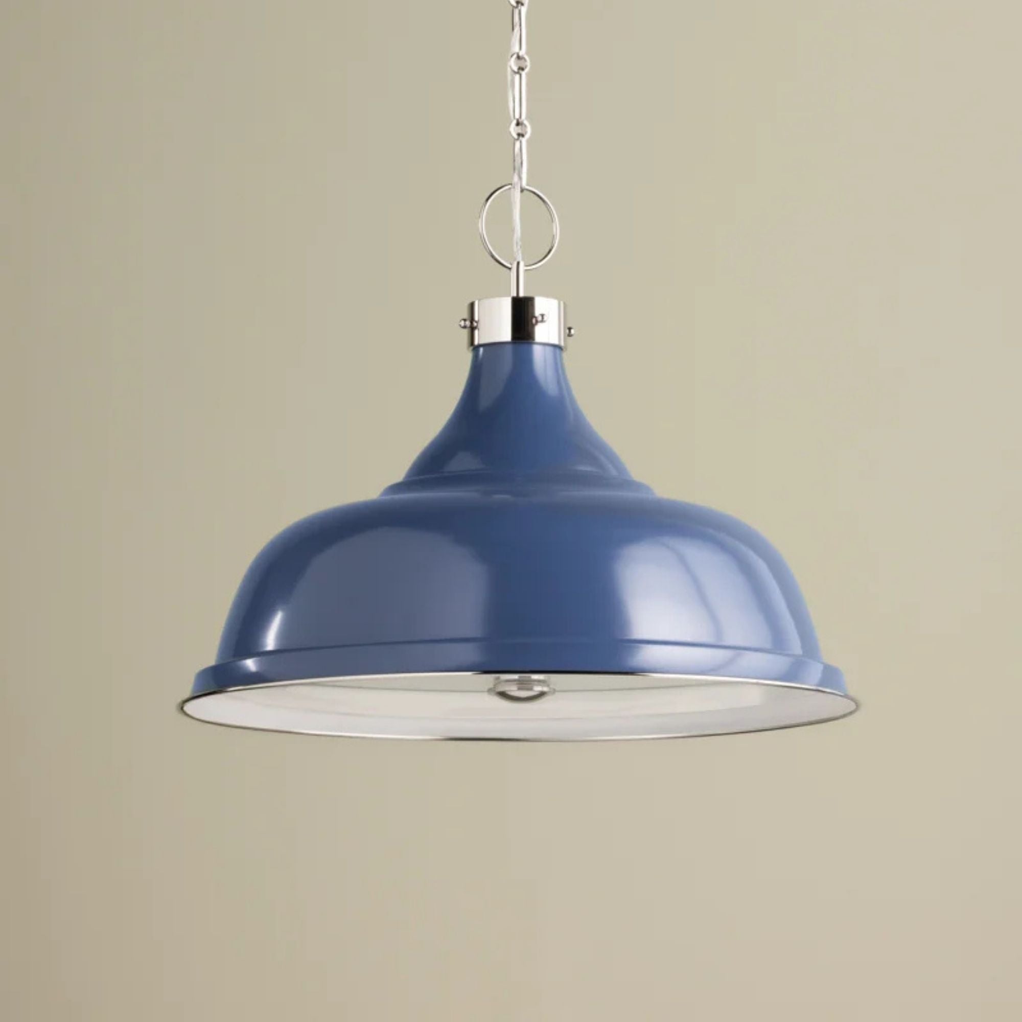 Painted No. 1 24" 4-Light Pendant, Polished Nickel/Soft French Blue Finish