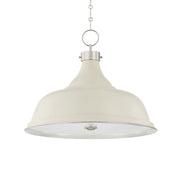 Painted No. 1 24" 4-Light Pendant, Polished Nickel/Off-White Finish