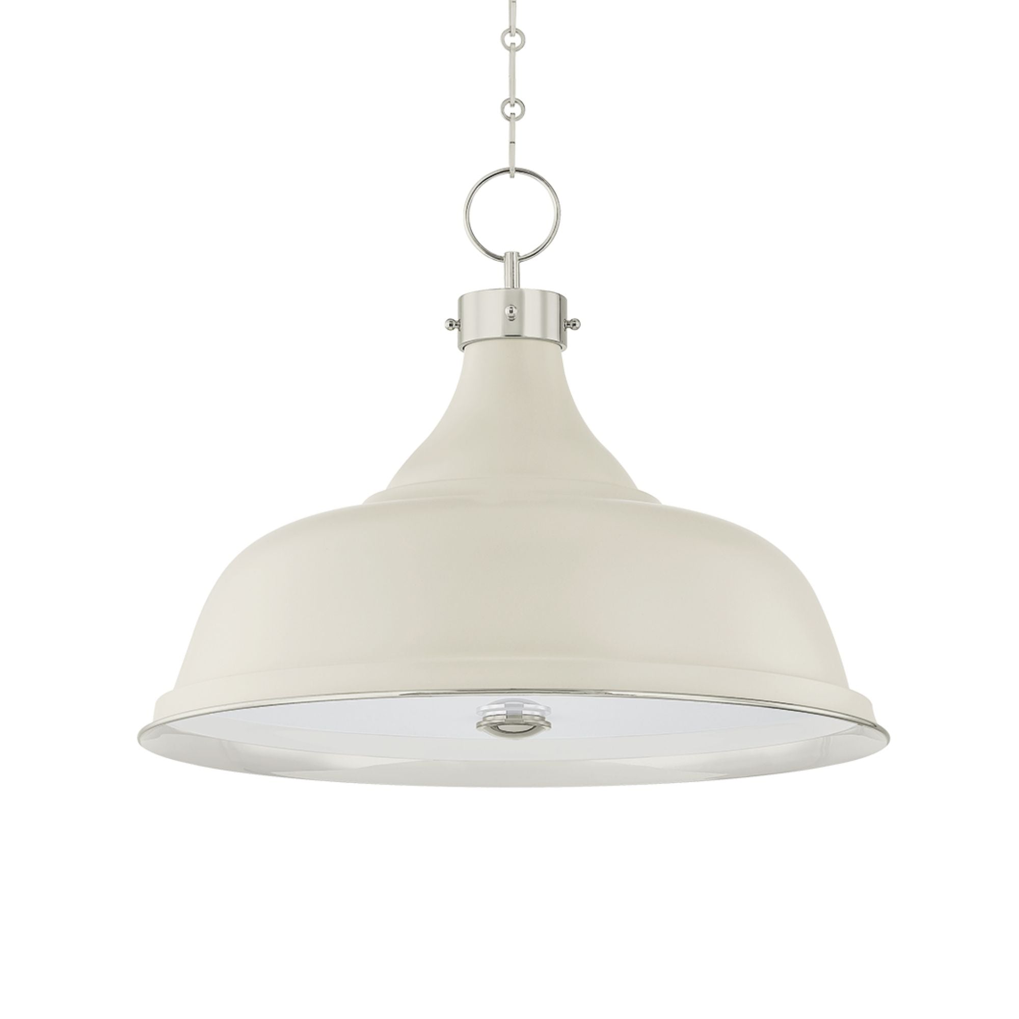 Painted No. 1 24" 4-Light Pendant, Polished Nickel/Off-White Finish