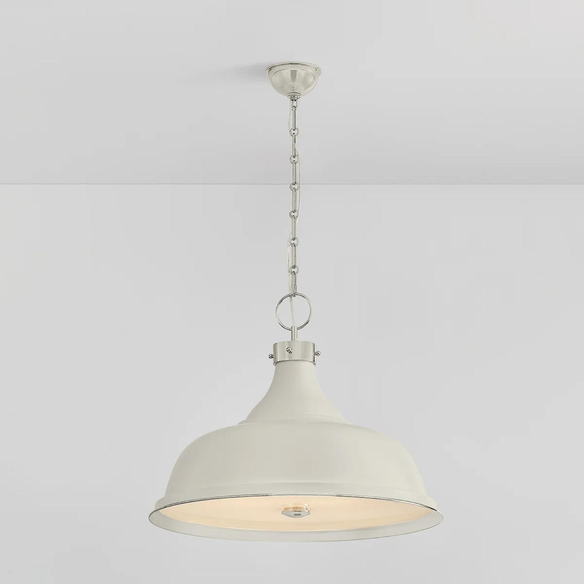Painted No. 1 24" 4-Light Pendant, Polished Nickel/Off-White Finish