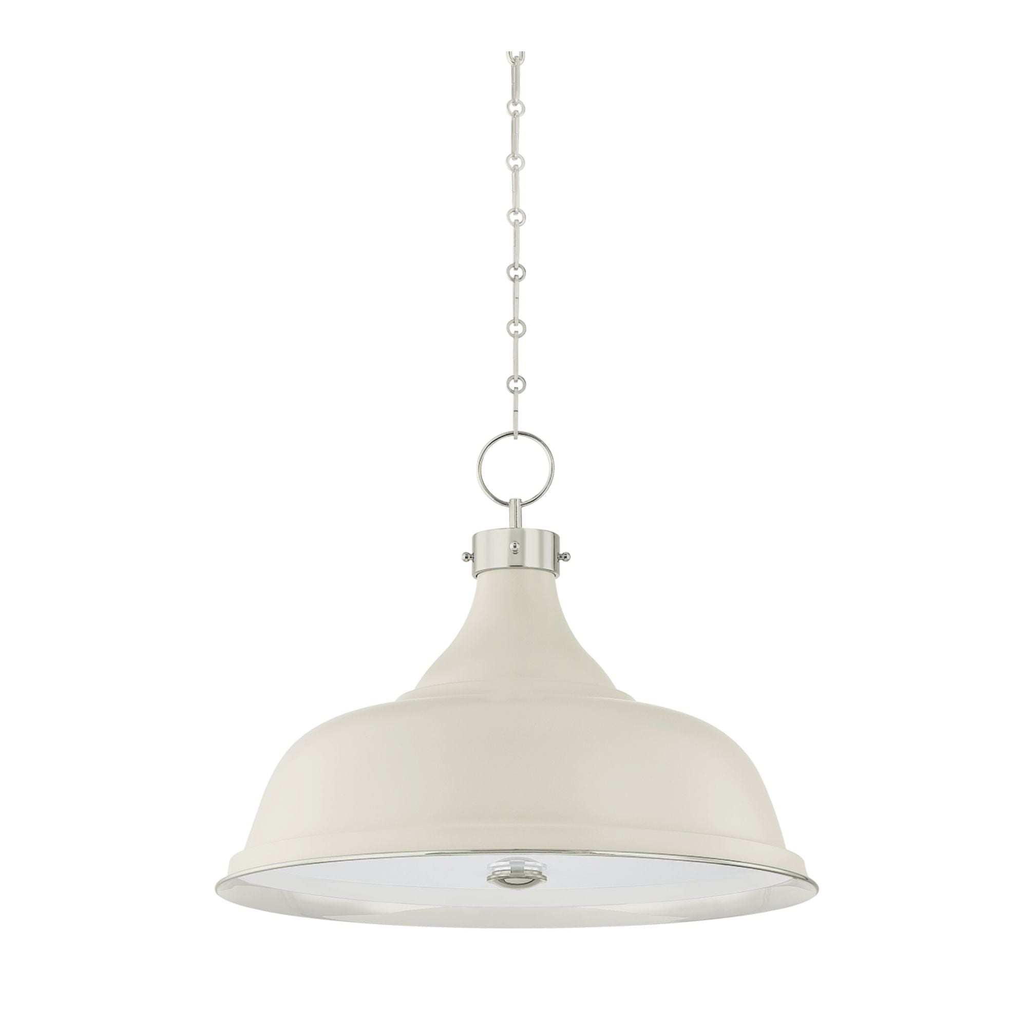 Painted No. 1 24" 4-Light Pendant, Polished Nickel/Off-White Finish