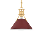Painted No. 2 10" Pendant, Aged Brass/Soft Crimson Finish
