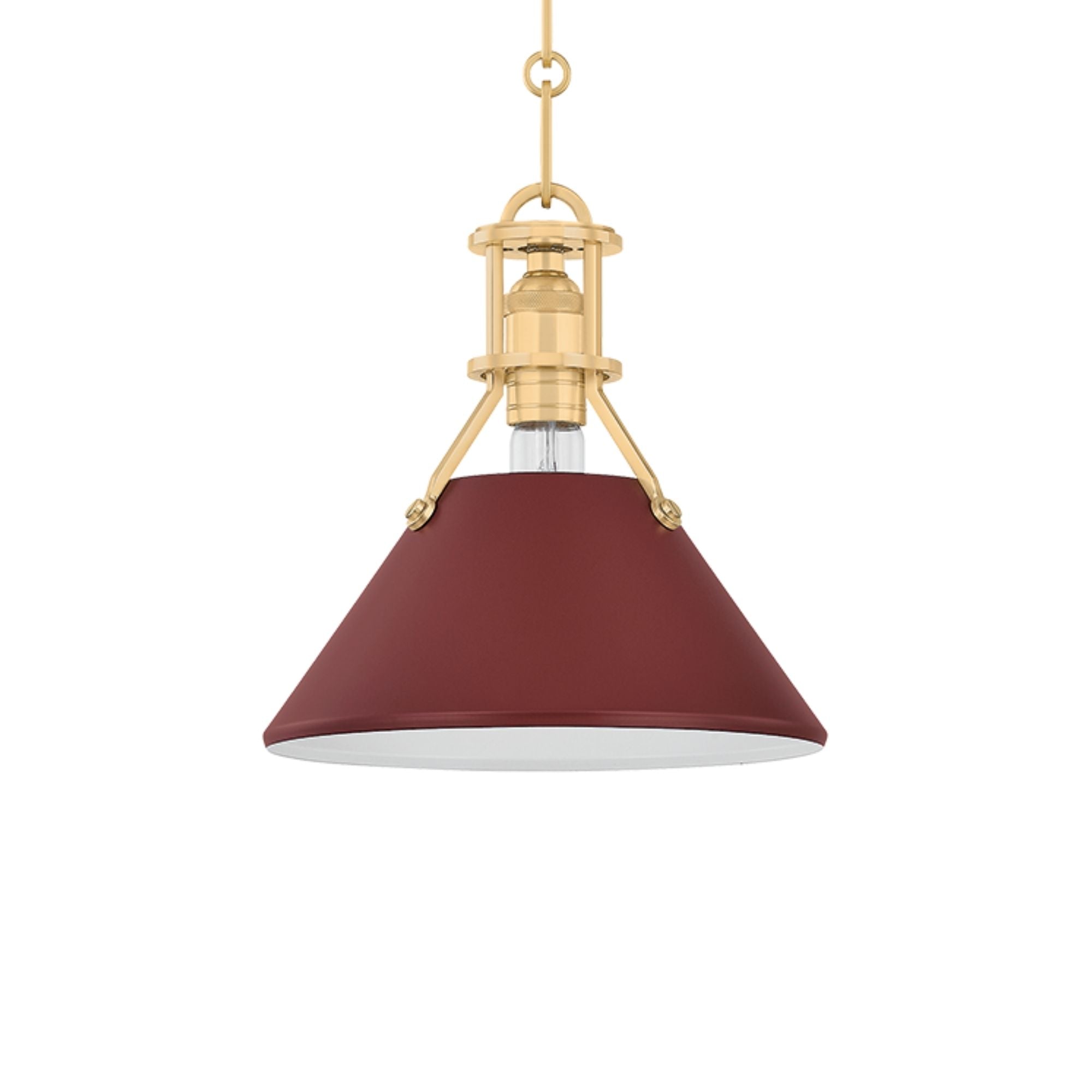Painted No. 2 10" Pendant, Aged Brass/Soft Crimson Finish