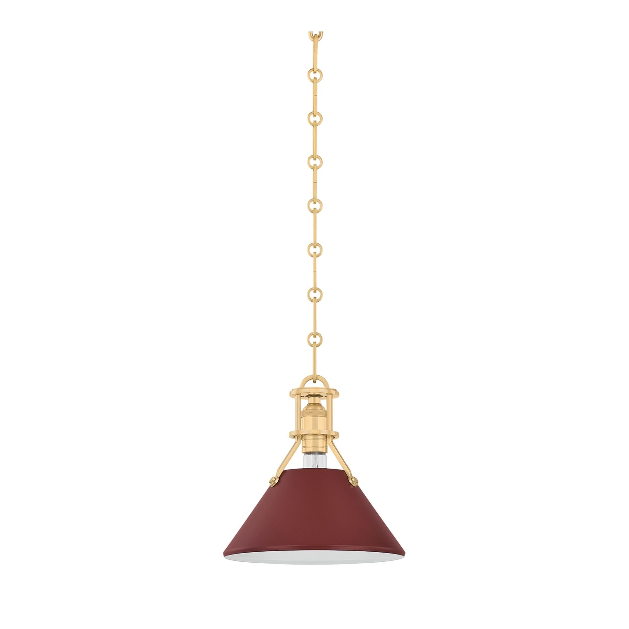 Painted No. 2 10" Pendant, Aged Brass/Soft Crimson Finish