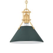 Painted No. 2 10" Pendant, Aged Brass/Soft Studio Green Finish