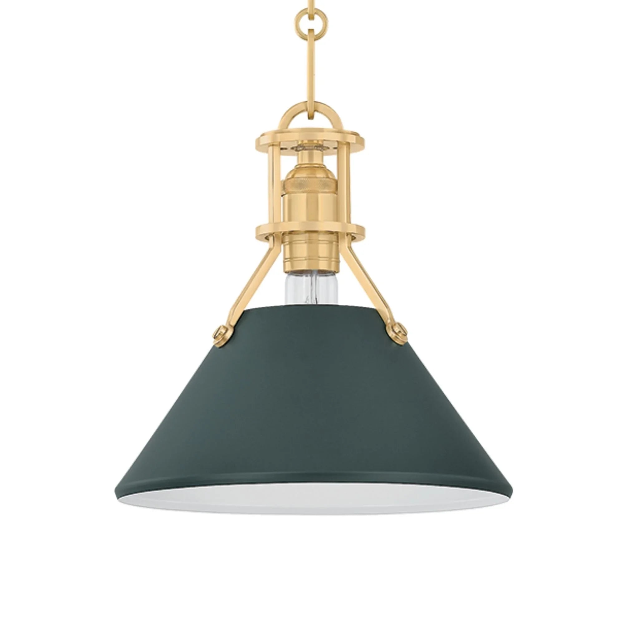 Painted No. 2 10" Pendant, Aged Brass/Soft Studio Green Finish