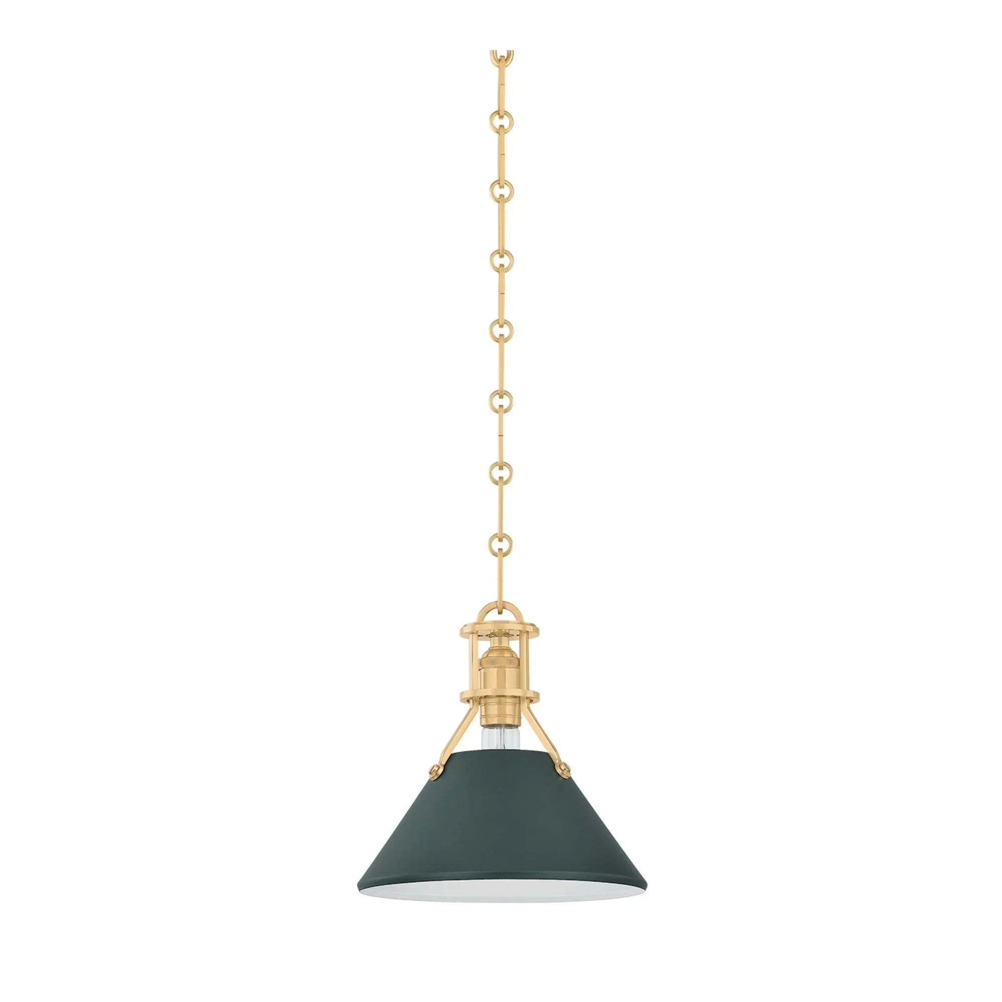 Painted No. 2 10" Pendant, Aged Brass/Soft Studio Green Finish