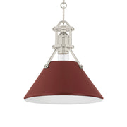 Painted No. 2 10" Pendant, Polished Nickel/Soft Crimson Finish