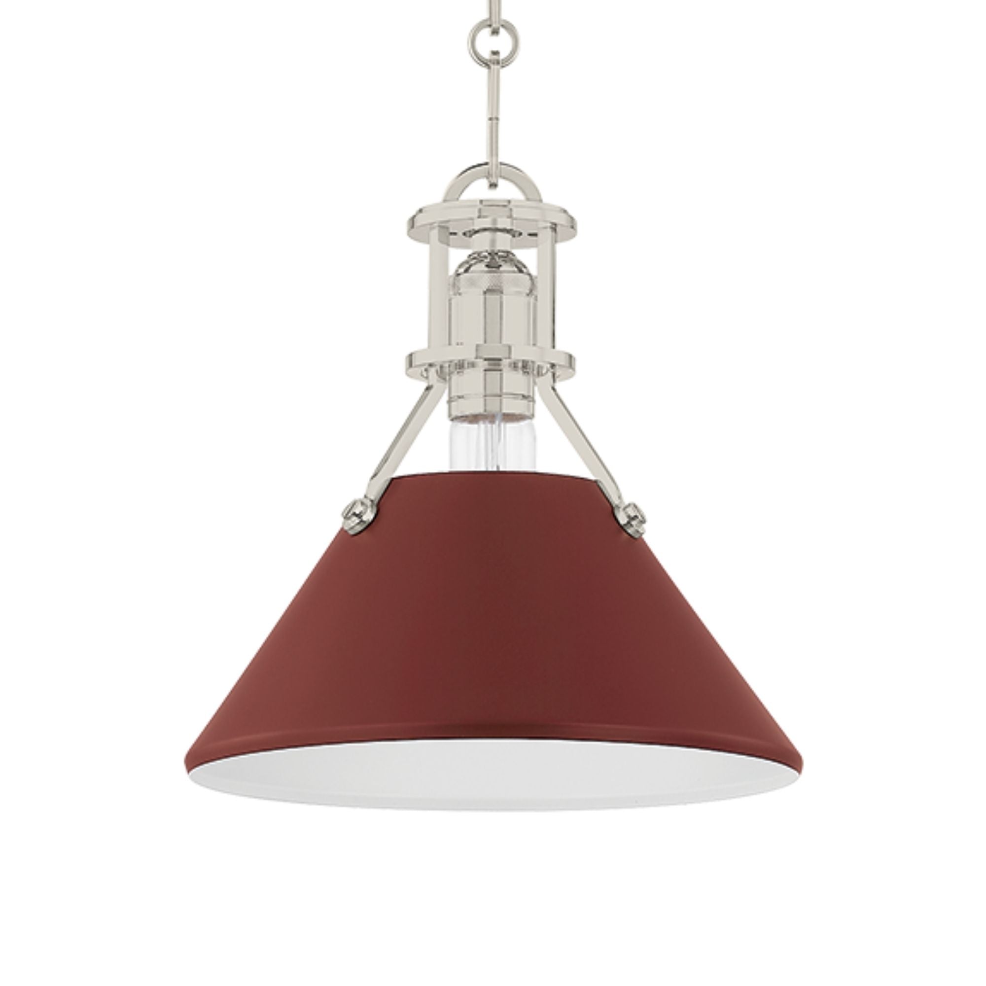 Painted No. 2 10" Pendant, Polished Nickel/Soft Crimson Finish