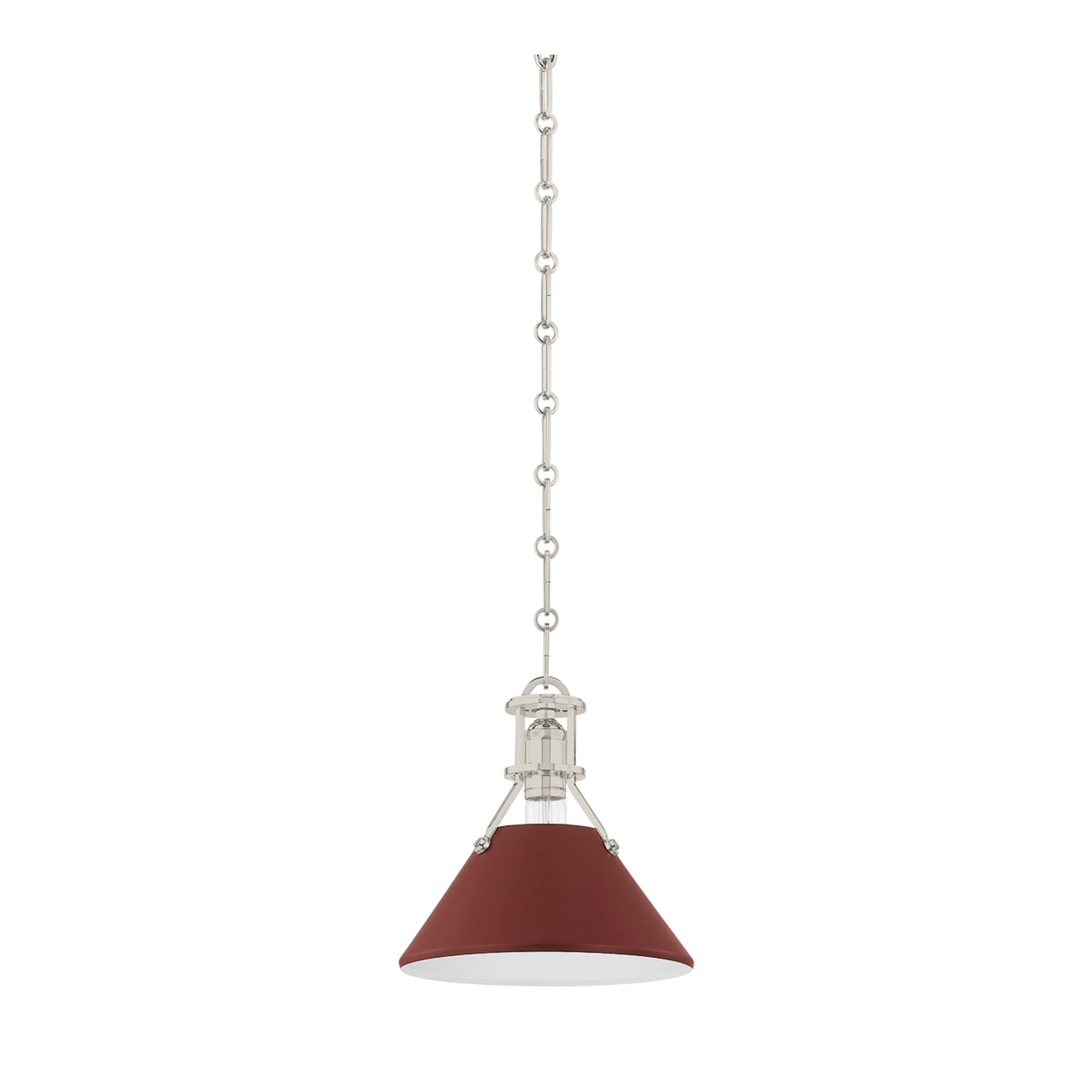 Painted No. 2 10" Pendant, Polished Nickel/Soft Crimson Finish
