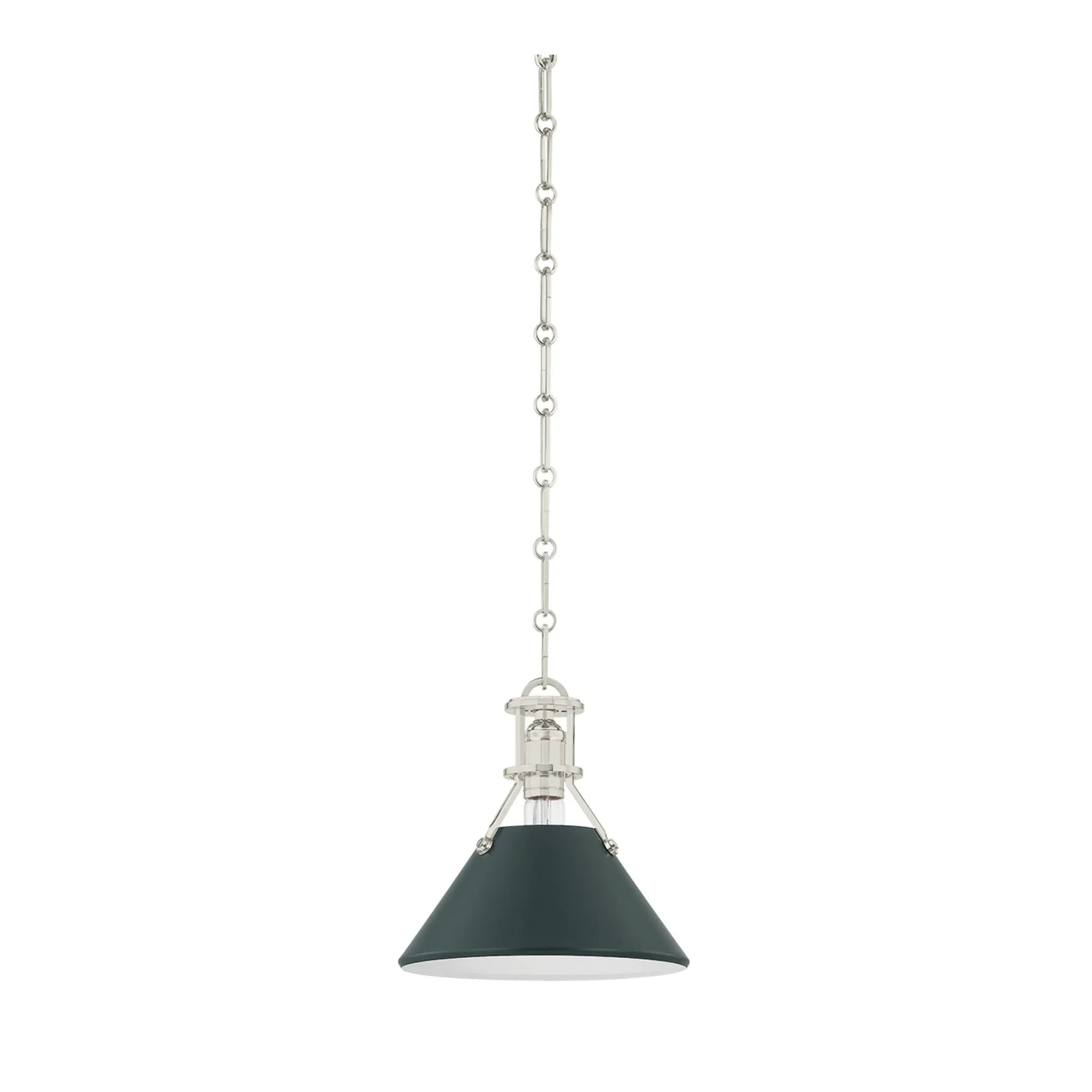 Painted No. 2 10" Pendant, Polished Nickel/Soft Studio Green Finish